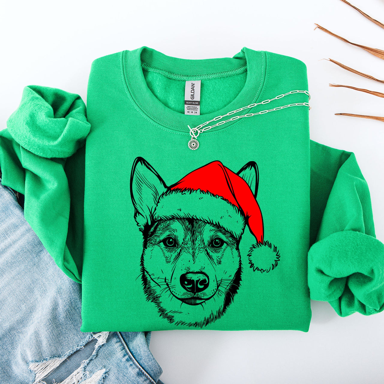 Australian Cattle Dog Blue Heeler Santa Christmas Dog Lover Festive Holiday Sweatshirt