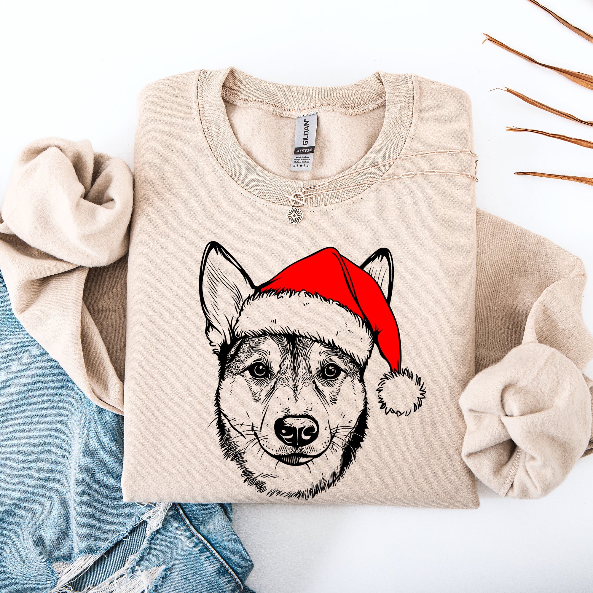 Australian Cattle Dog Blue Heeler Santa Christmas Dog Lover Festive Holiday Sweatshirt