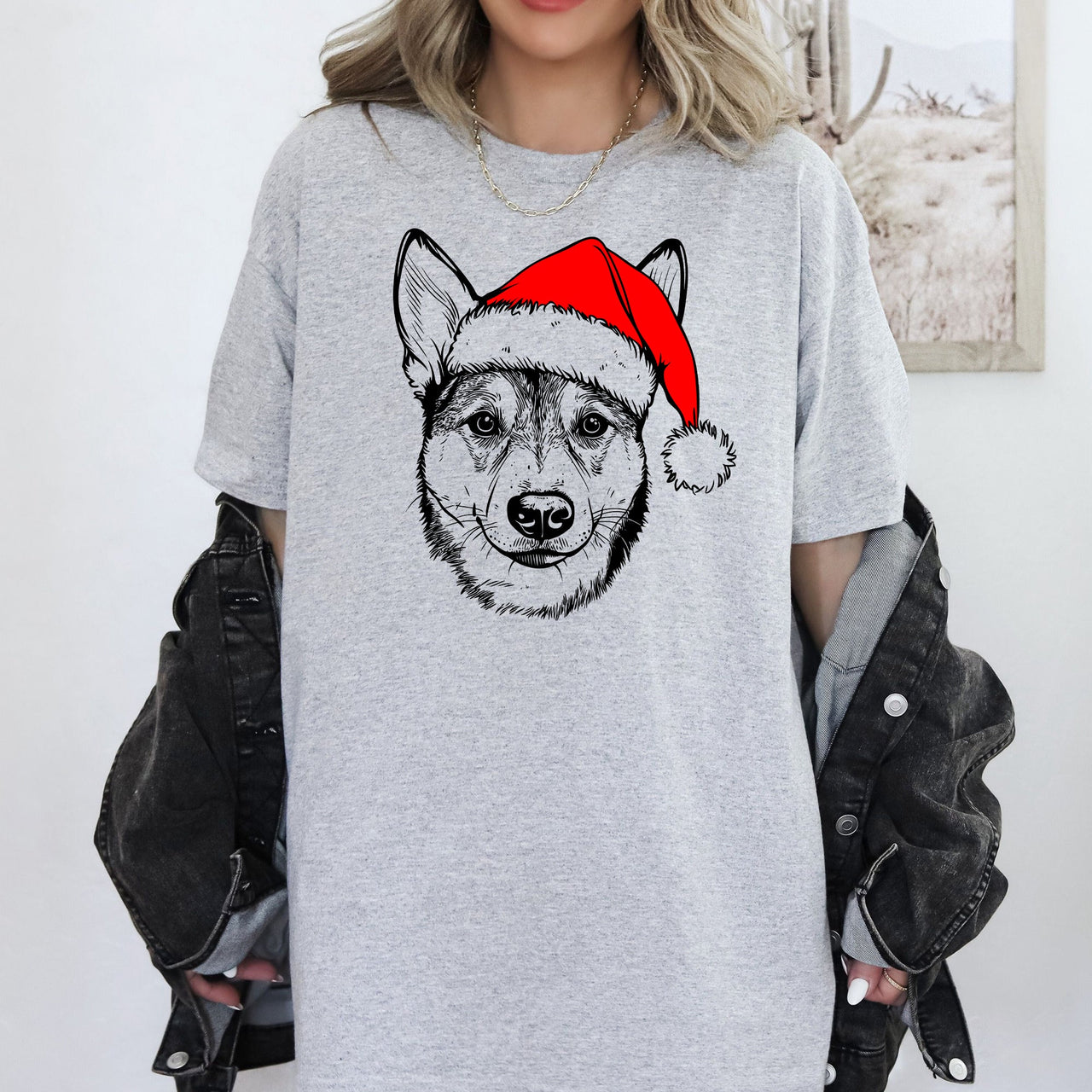 Australian Cattle Dog Blue Heeler Santa Claus Christmas Dog Lover Festive Portrait Comfort Colors Tee