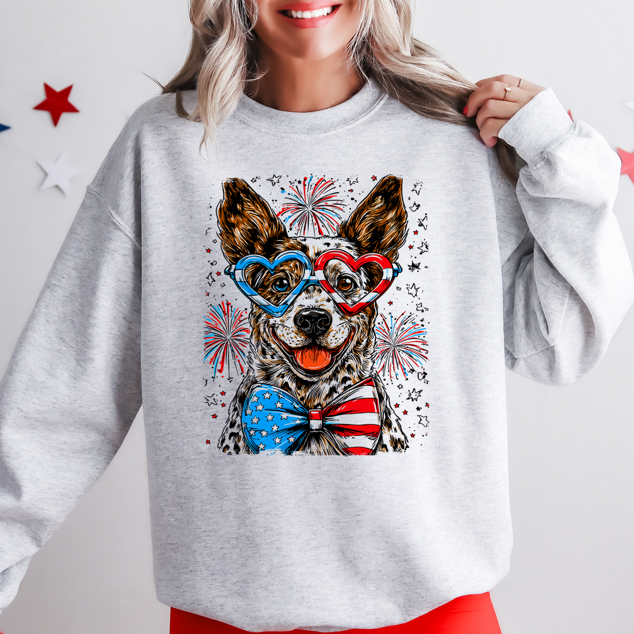 Australian Cattle Dog Patriotic USA America Pet Lover 4th Of July Retro Sweatshirt