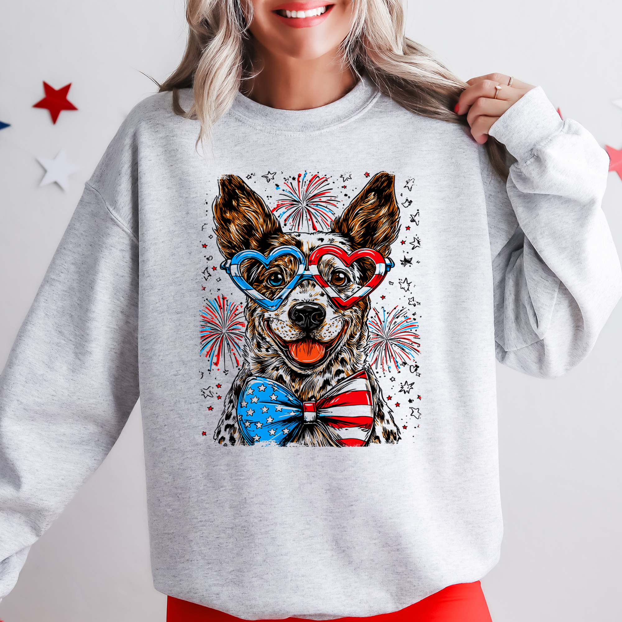 Australian Cattle Dog Patriotic USA America Pet Lover 4th Of July Retro Sweatshirt