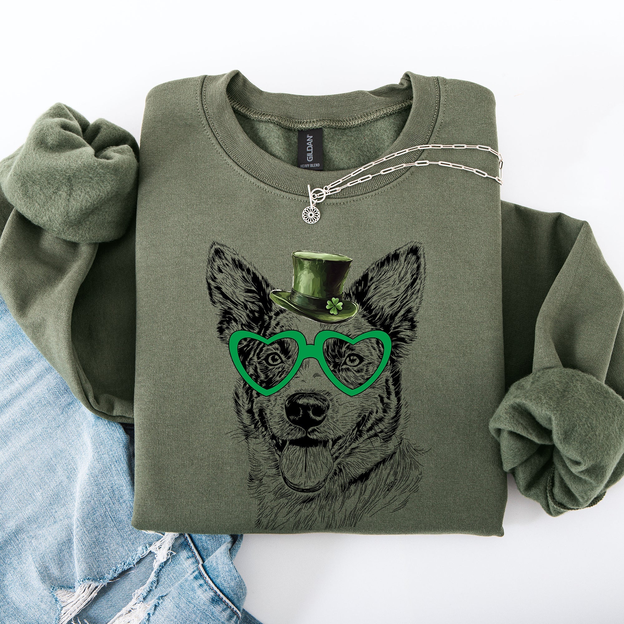 Australian Cattle Dog Blue Heeler Irish St Patrick's Day Lucky Heritage Sweatshirt