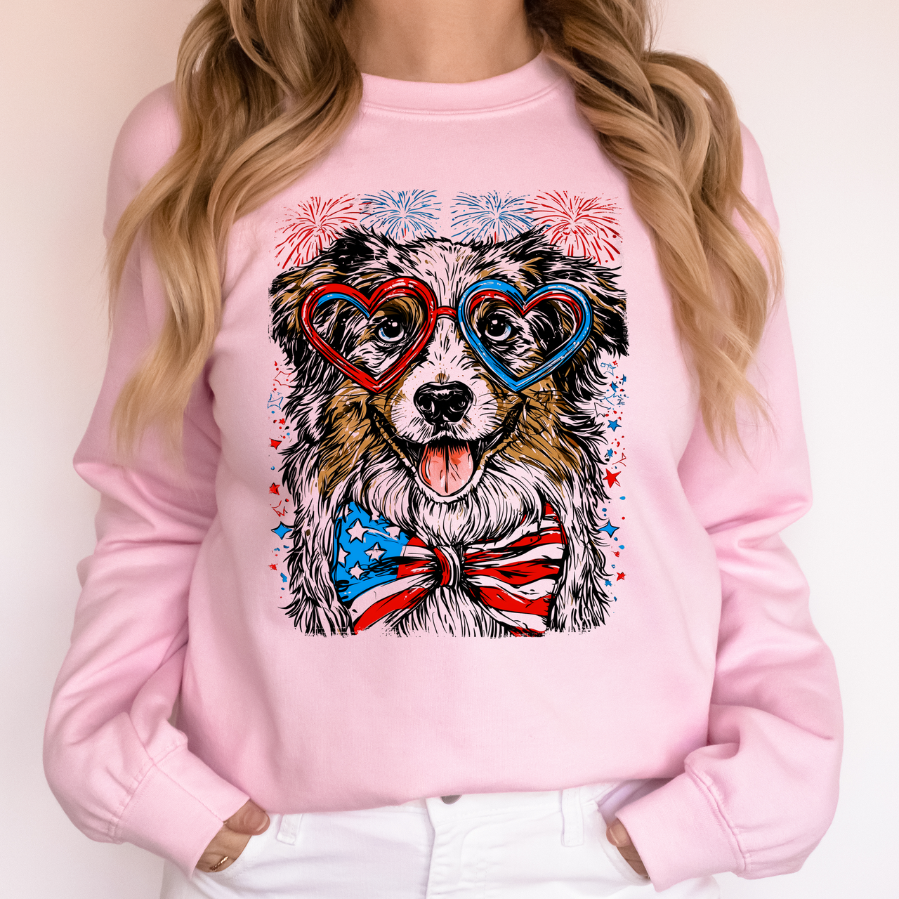 Australian Shepherd Patriotic Dog USA America 4th of July Pet Lover US Flag Sweatshirt