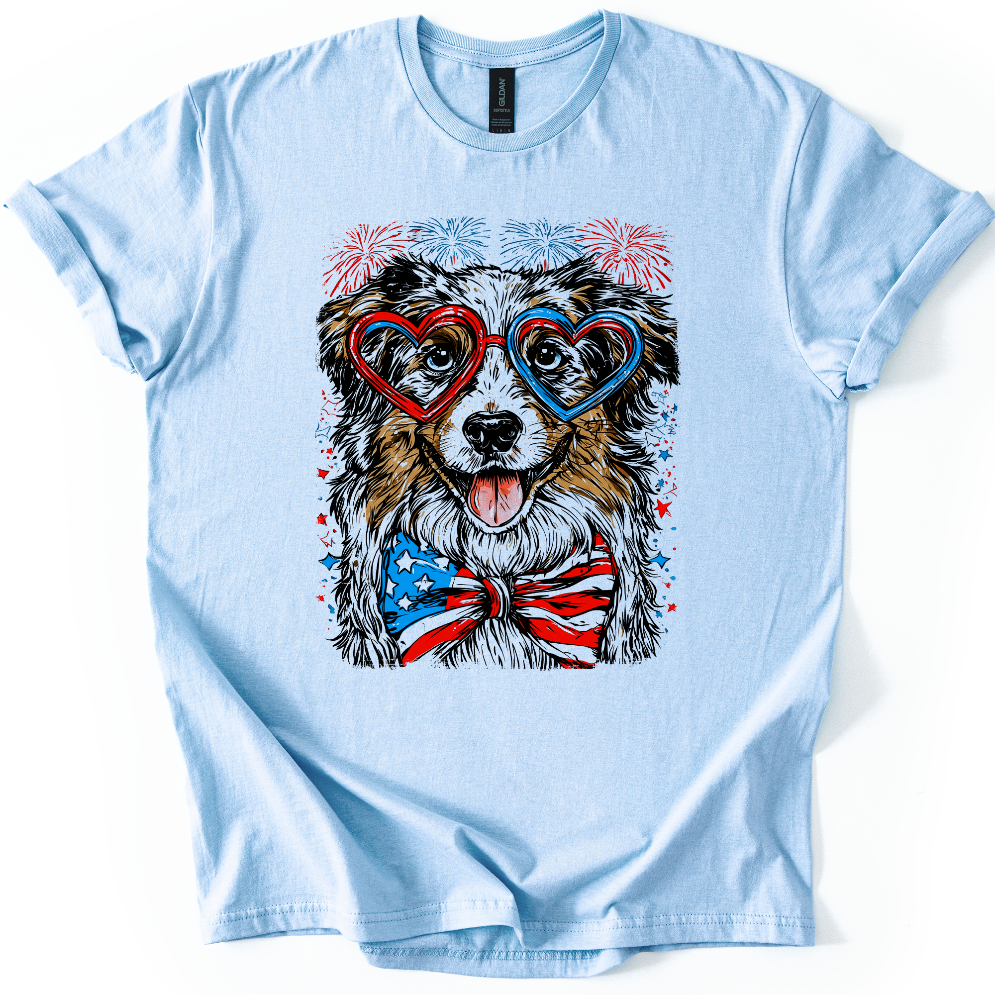 Premium Australian Shepherd Patriotic Dog USA Flag Pride For Pet Lovers Graphic Tee