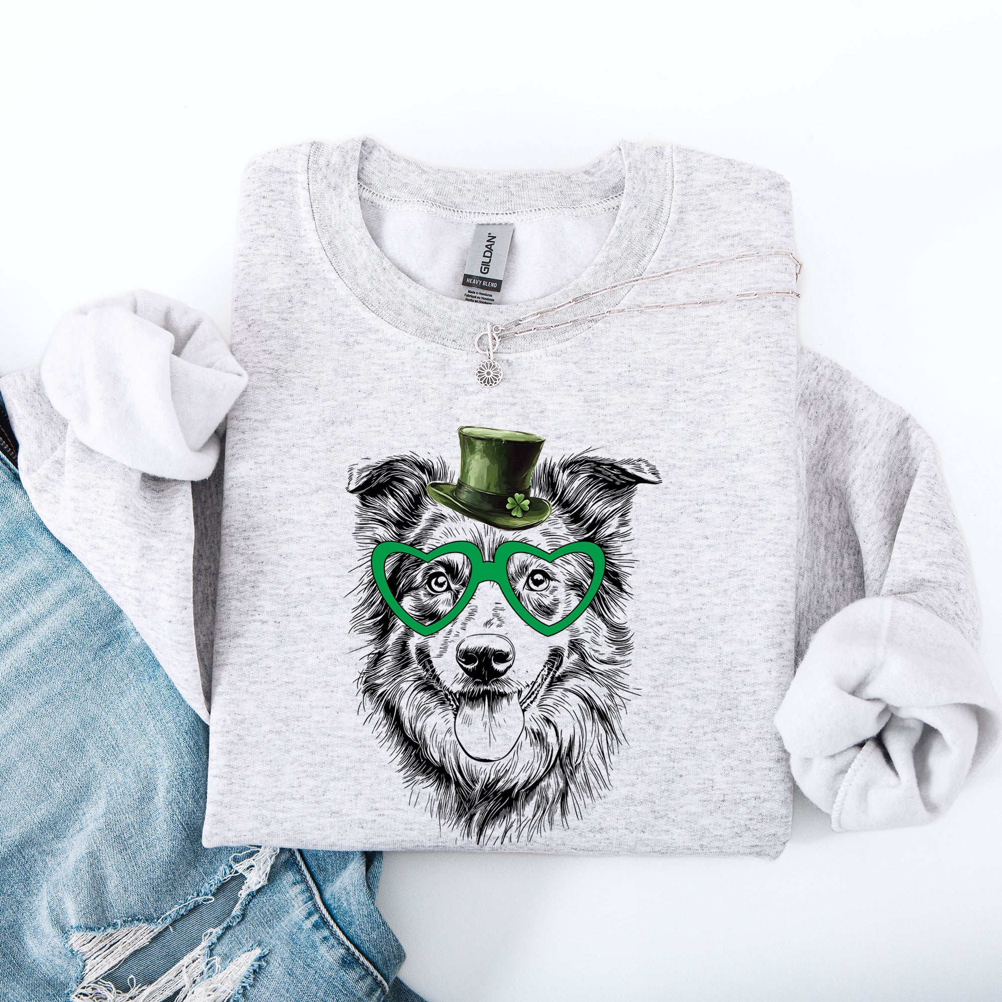 Australian Shepherd Adorable Dog St Patrick's Day Lucky Irish Mascot Design Sweatshirt