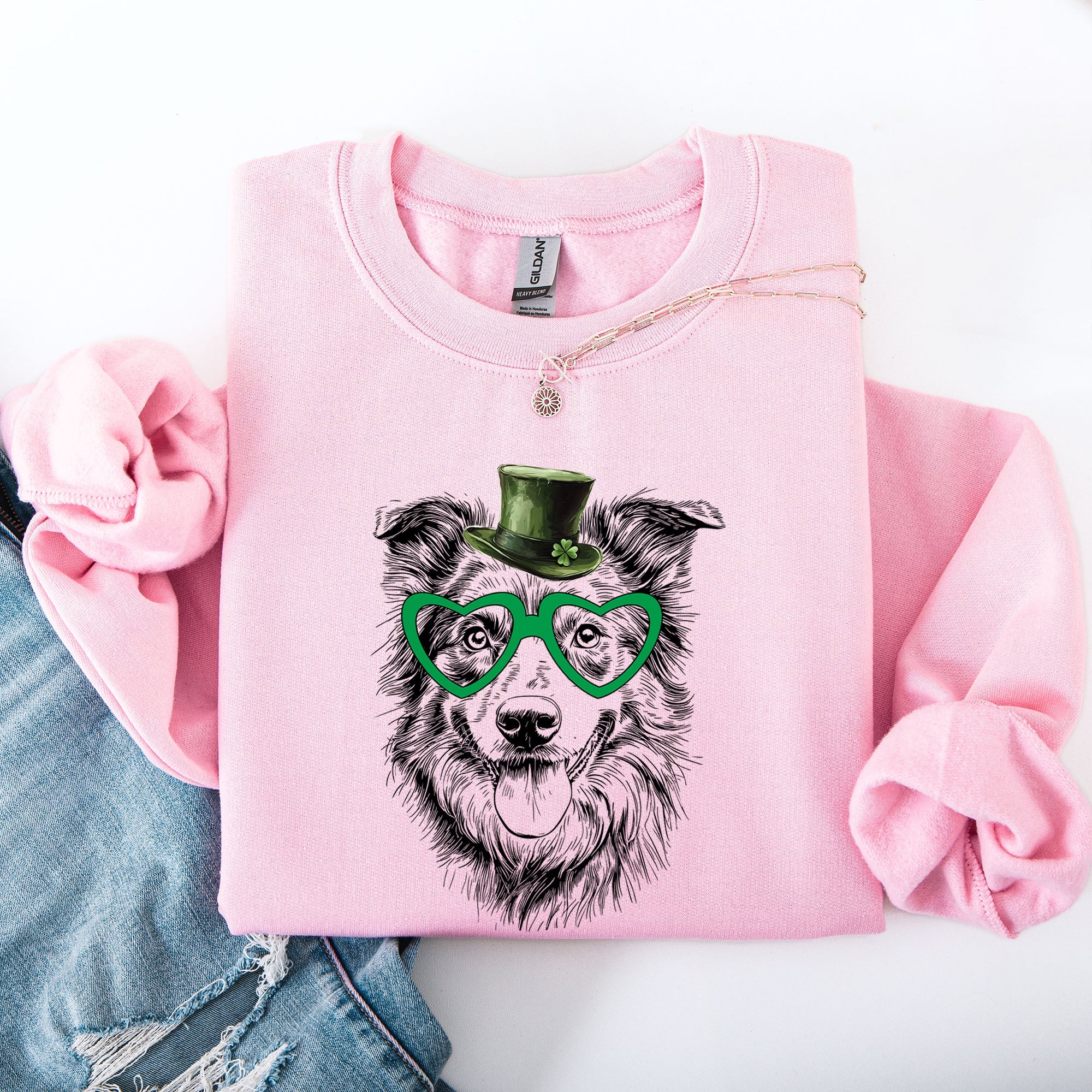 Australian Shepherd Adorable Dog St Patrick's Day Lucky Irish Mascot Design Sweatshirt