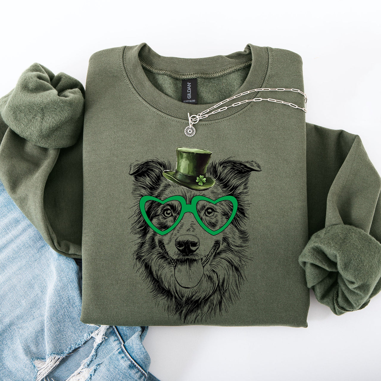 Australian Shepherd Adorable Dog St Patrick's Day Lucky Irish Mascot Design Sweatshirt
