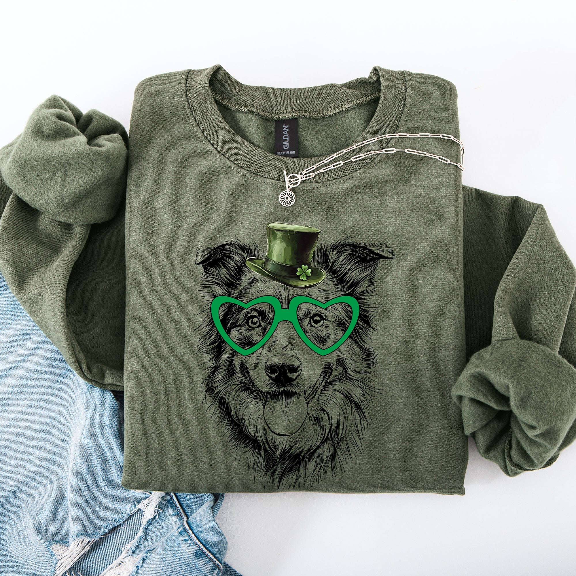 Australian Shepherd Adorable Dog St Patrick's Day Lucky Irish Mascot Design Sweatshirt