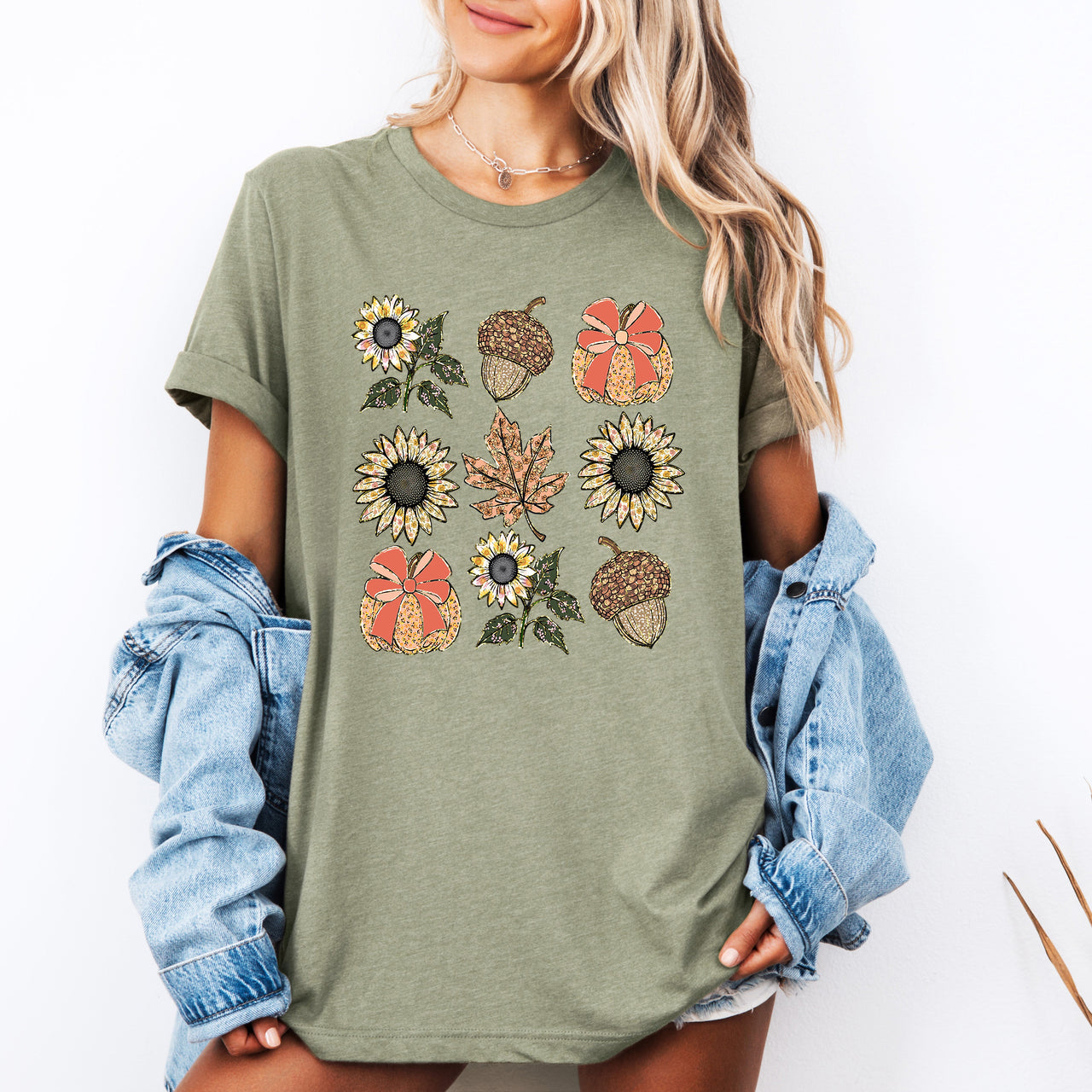 Autumn Floral Sunflowers Pumpkin Harvest Garden Scene With Warm Cozy Autumn Vibes Hand Drawn Illustration Graphic Tee