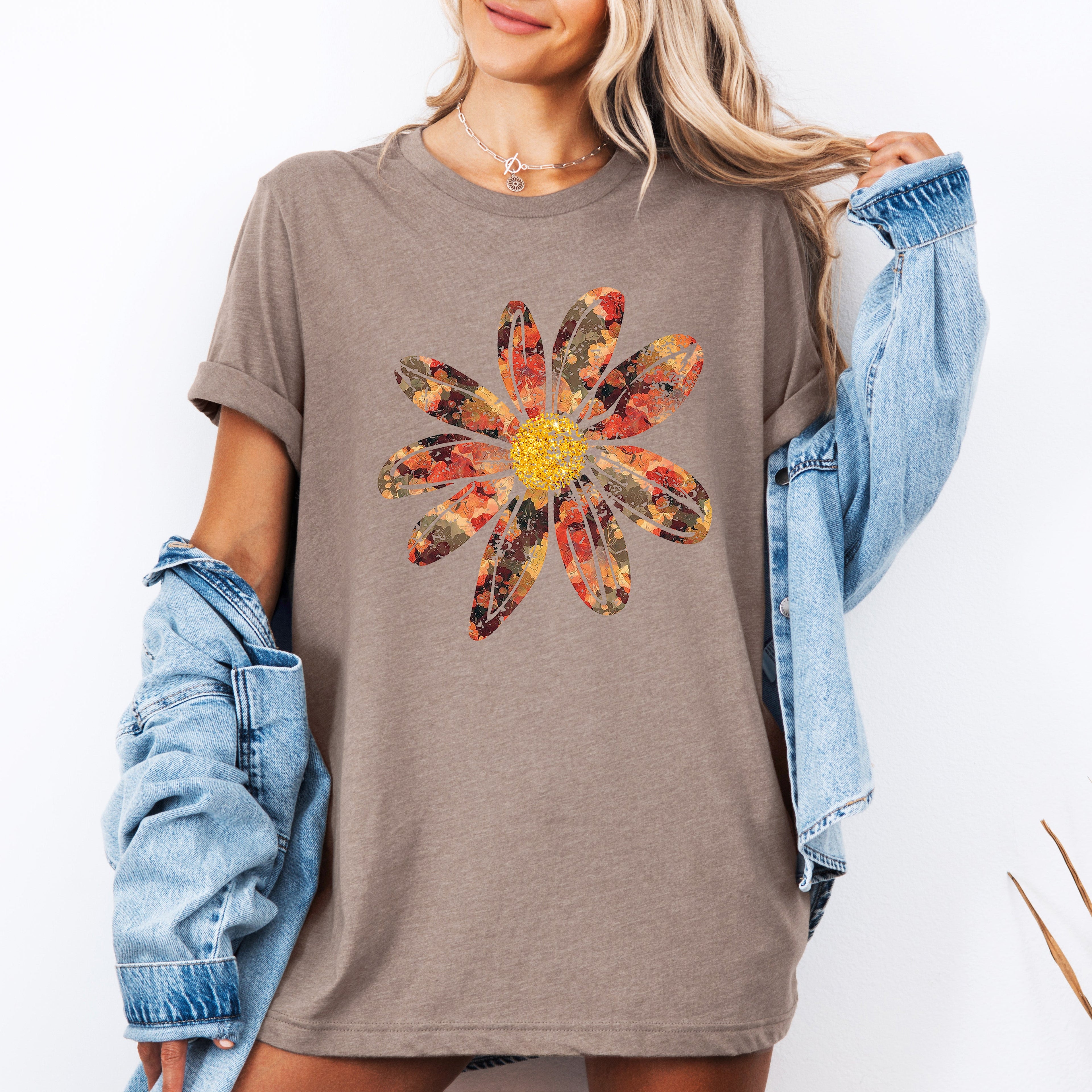 Autumn Flower Beautiful Fall Floral With Sunflowers And Pumpkins Celebration Of Autumn Cozy Seasonal Vibes Graphic Tee