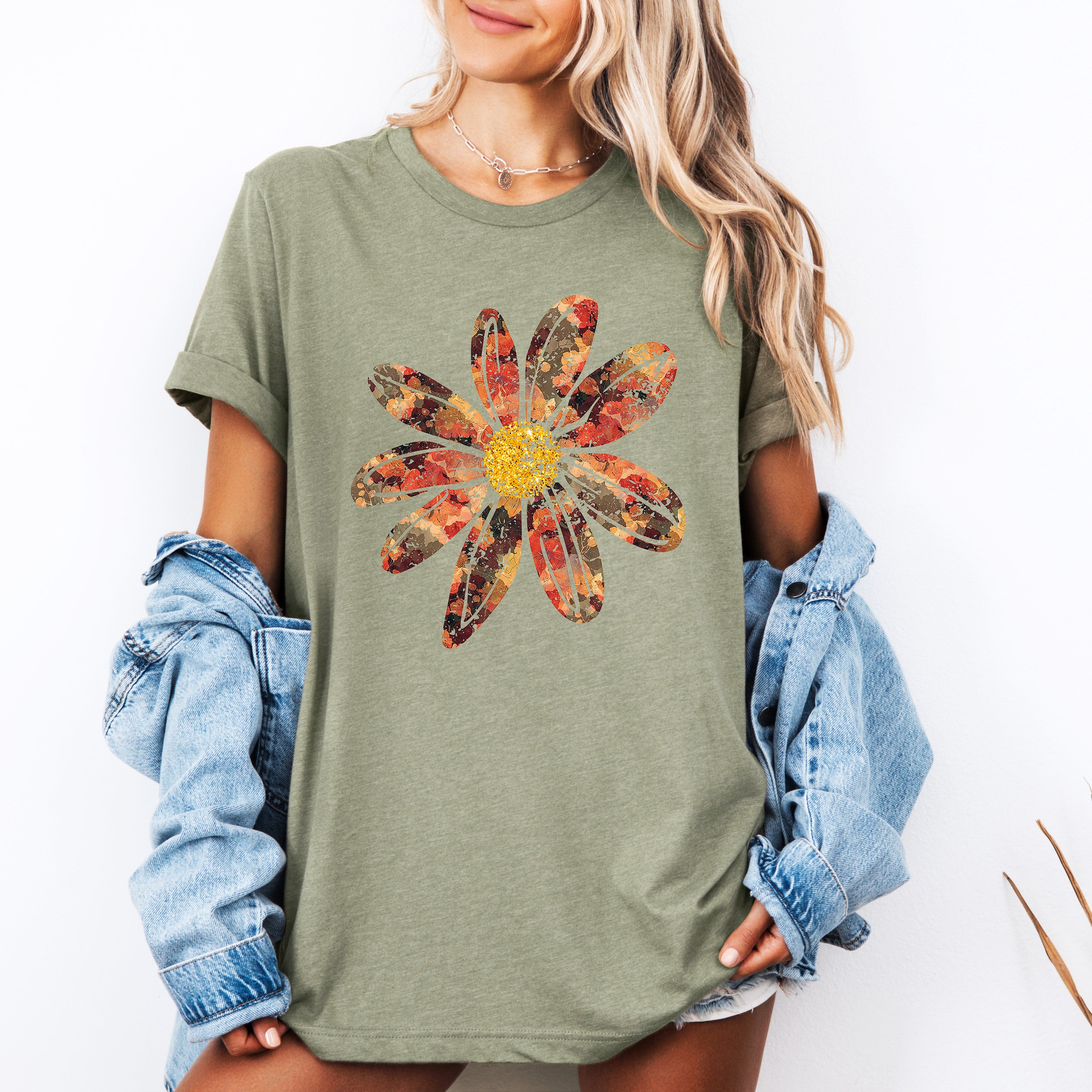 Autumn Flower Beautiful Fall Floral With Sunflowers And Pumpkins Celebration Of Autumn Cozy Seasonal Vibes Graphic Tee