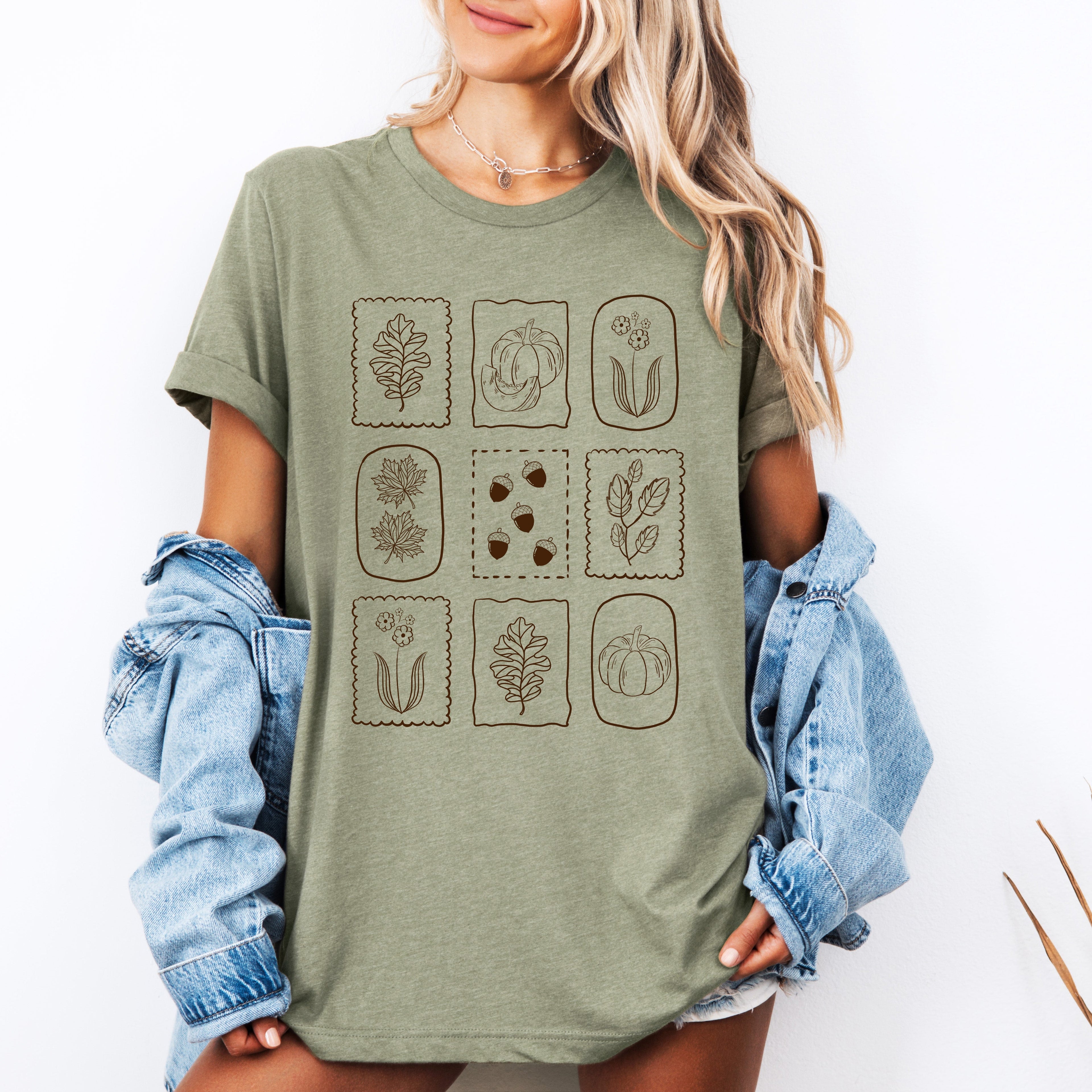 Autumn Flowers Minimalist Sunflowers And Pumpkins Cozy Seasonal Palette Graphic Tee