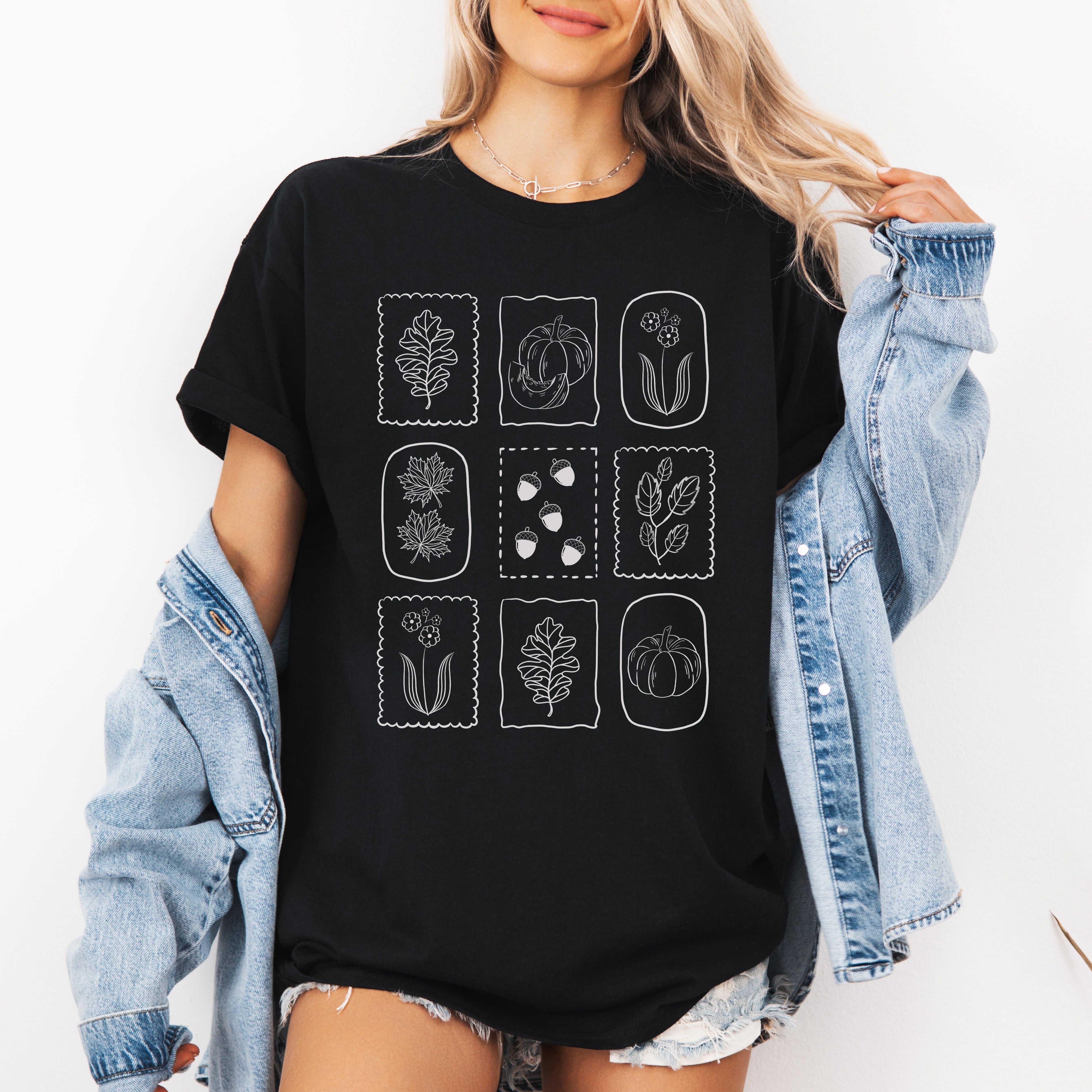 Autumn Flowers Minimalist Sunflowers And Pumpkins Cozy Seasonal Palette Graphic Tee