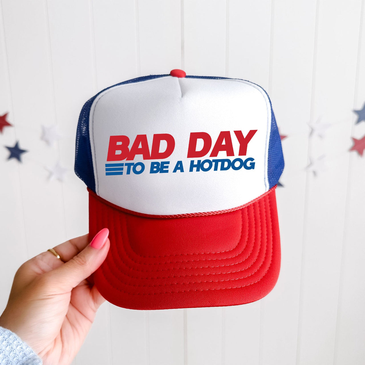 Bad Day To Be A Hotdog Patriotic Fourth Of July Independence Day Graphic Trucker Hat