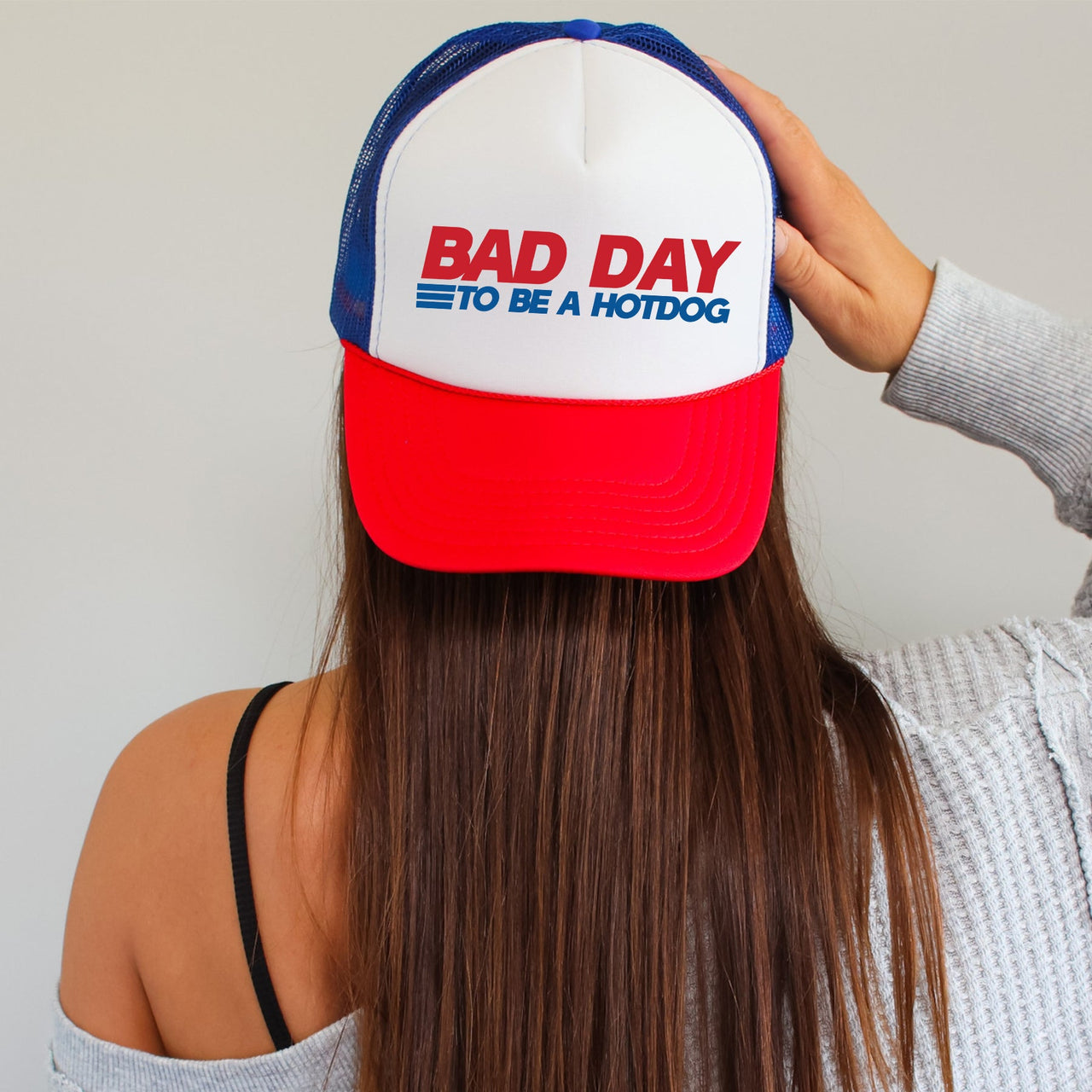 Bad Day To Be A Hotdog Patriotic Fourth Of July Independence Day Graphic Trucker Hat