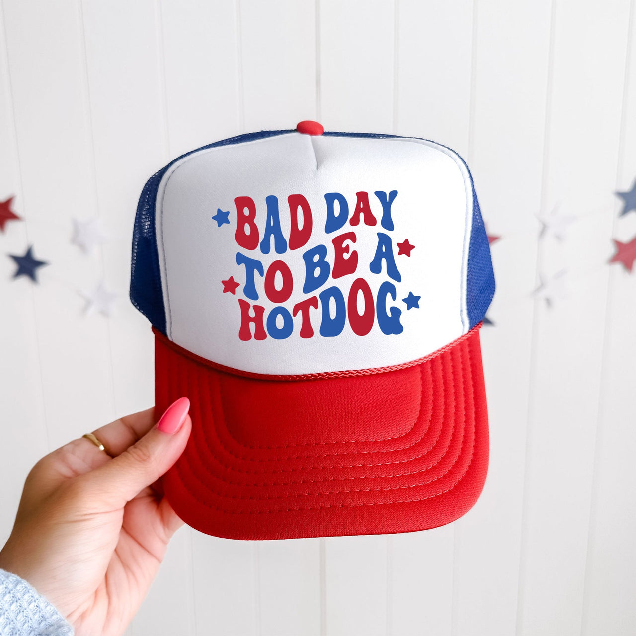 Bad Day To Be A Hotdog, Stars, Patriotic Trucker Hat