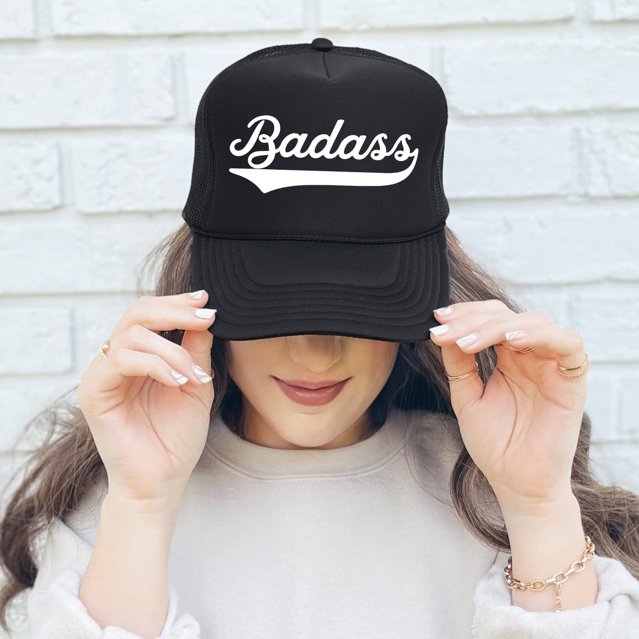 Badass Sassy Statement Attitude Bold Personality Graphic Everyday Wear Essentials Trucker Hat