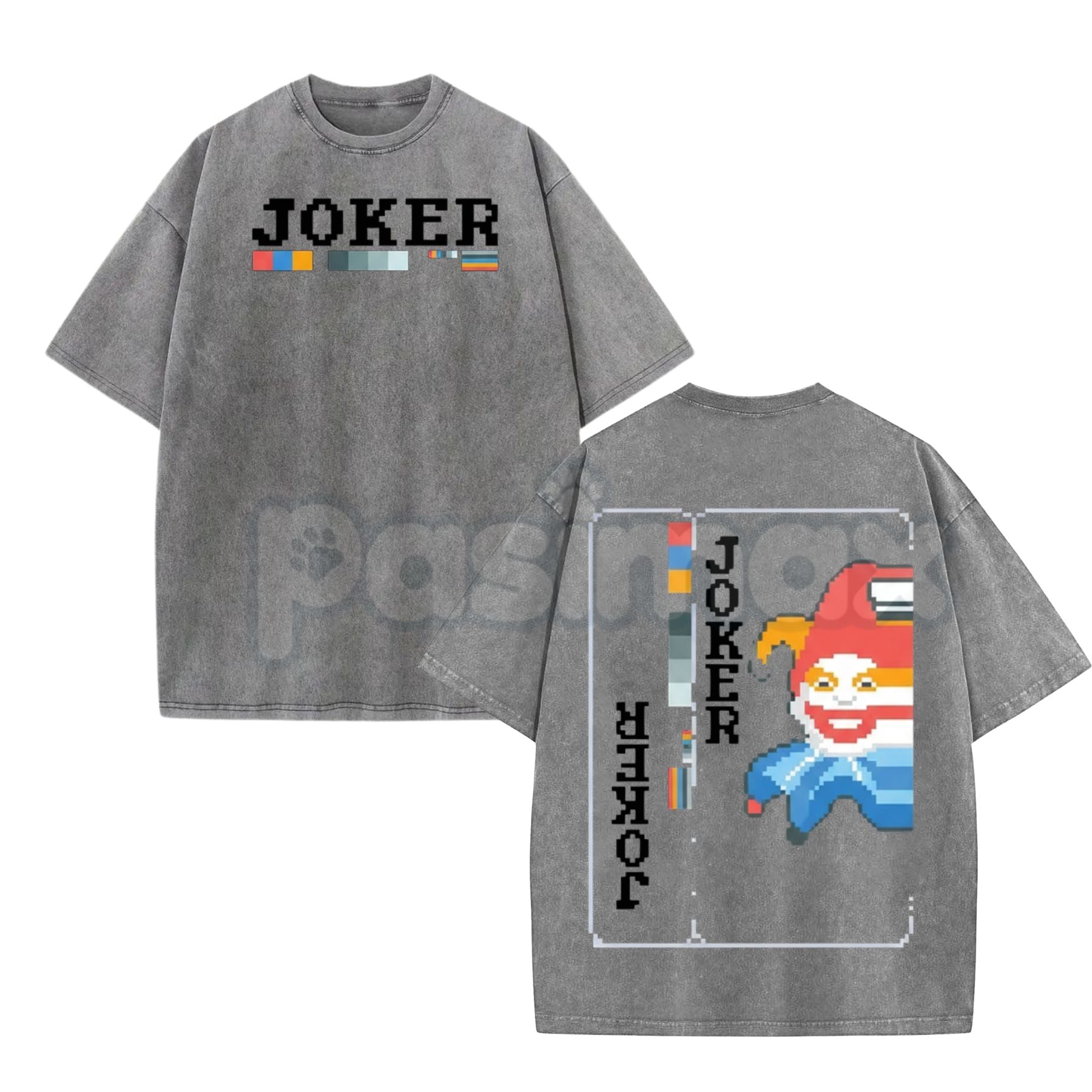 Balatro Misprint Joker Graphic Tee – Oversized Pixel Art T-Shirt, Vintage Washed Retro Gaming Merch