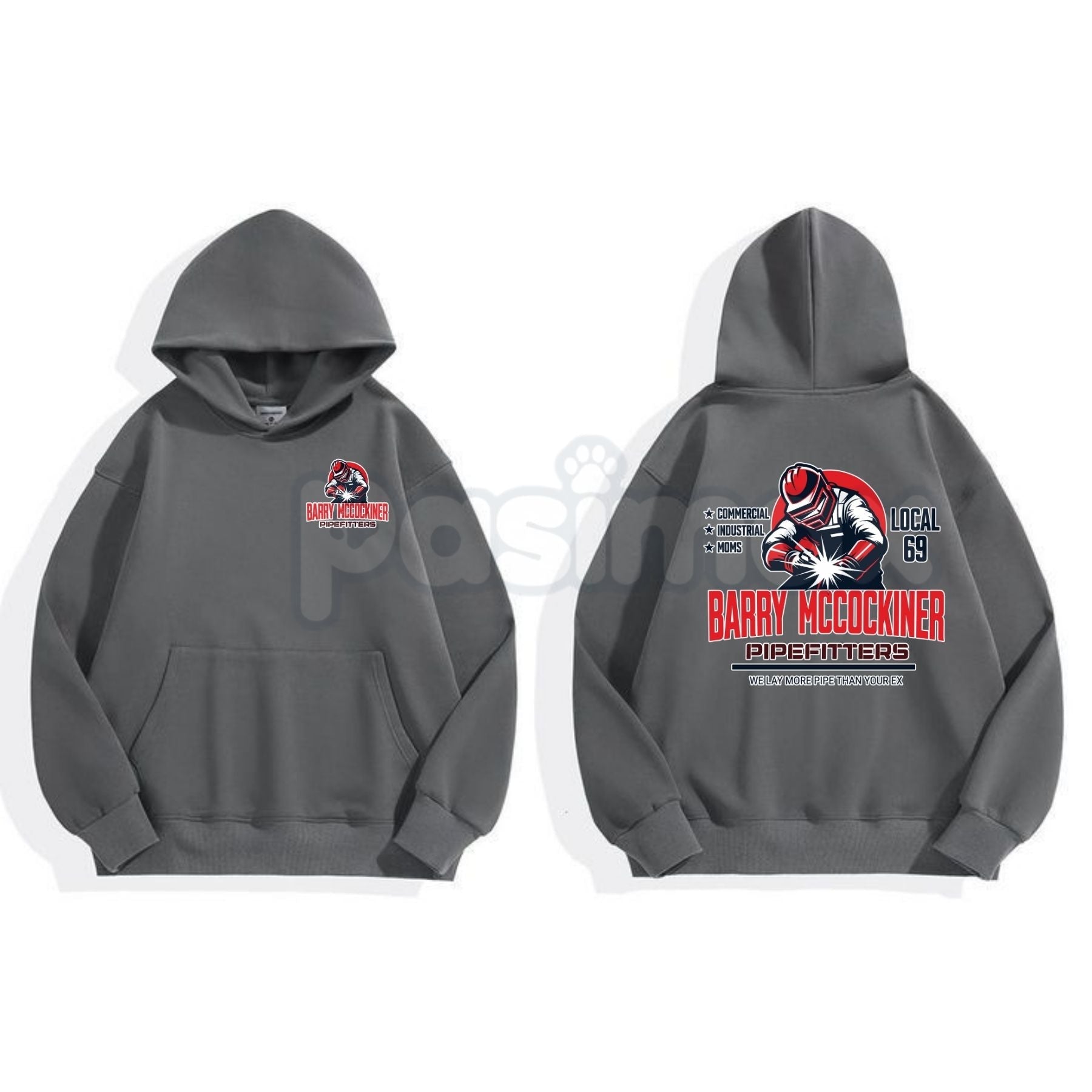 Barry McCockiner Pipefitters Local 69 Hoodie – Funny Parody Workwear Pullover, Sarcastic Trade Humor Apparel, Unisex