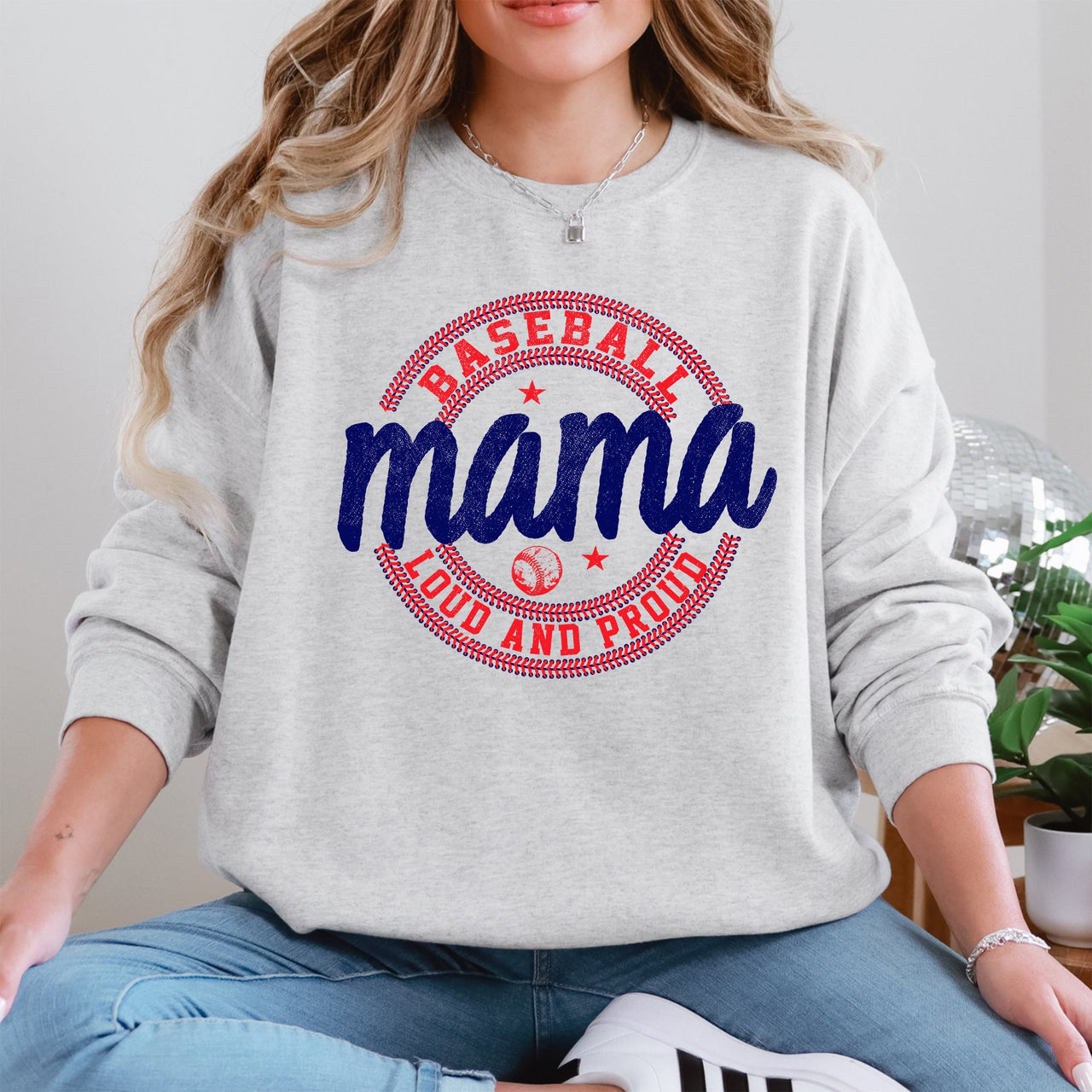 Baseball Mama Loud and Proud Sports Mom Celebration Mother's Day Premium Sweatshirt