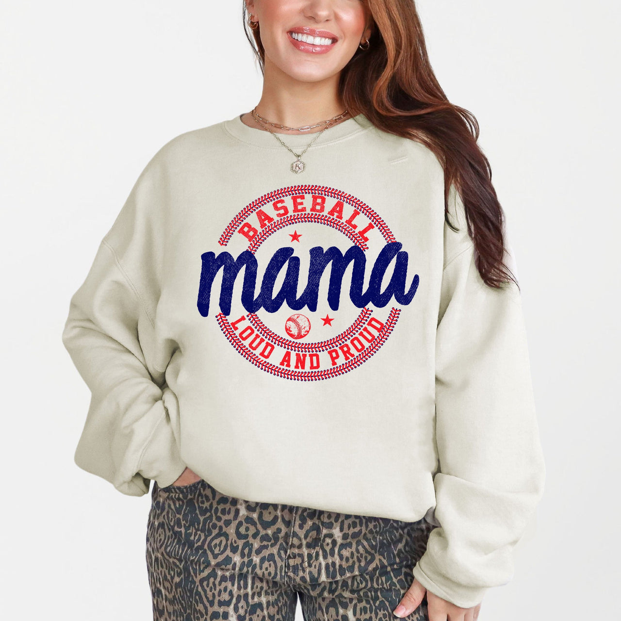 Baseball Mama Loud and Proud Sports Mom Celebration Mother's Day Premium Sweatshirt