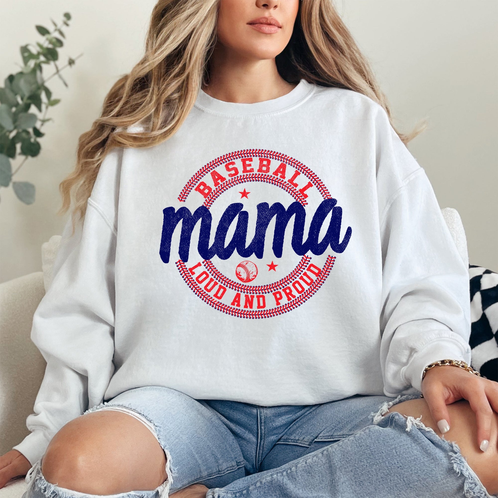 Baseball Mama Loud and Proud Sports Mom Celebration Mother's Day Premium Sweatshirt