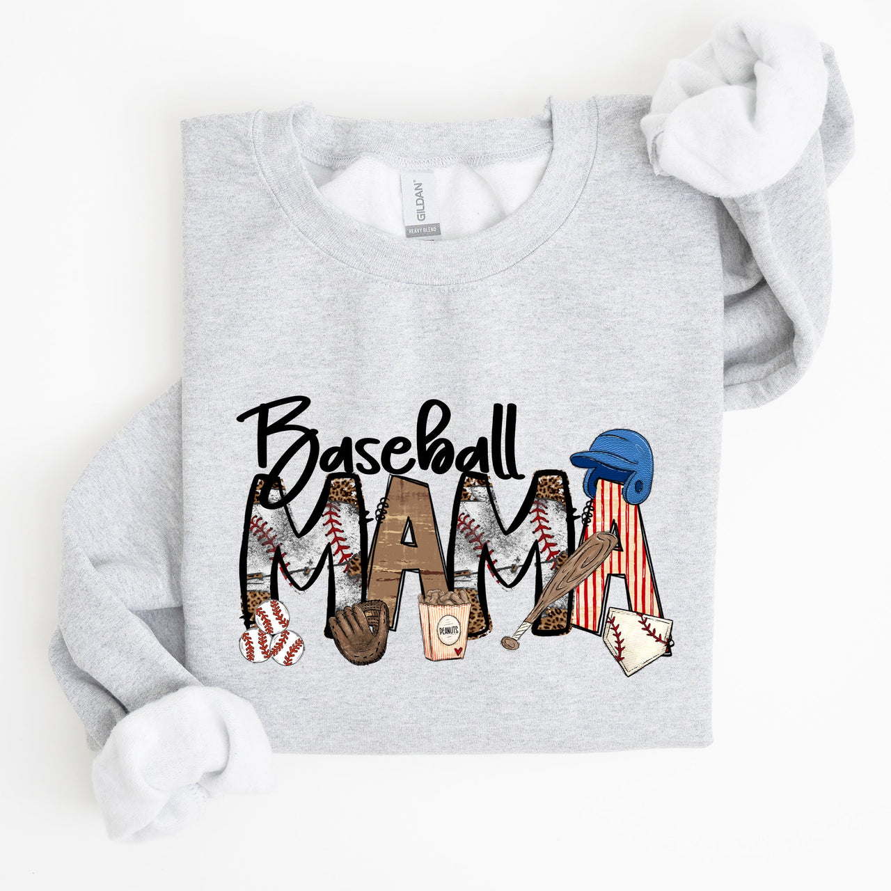 Baseball Mama Mother's Day Sideline Cheer Graphic Sweatshirt For Moms Who Cheer On The Diamond