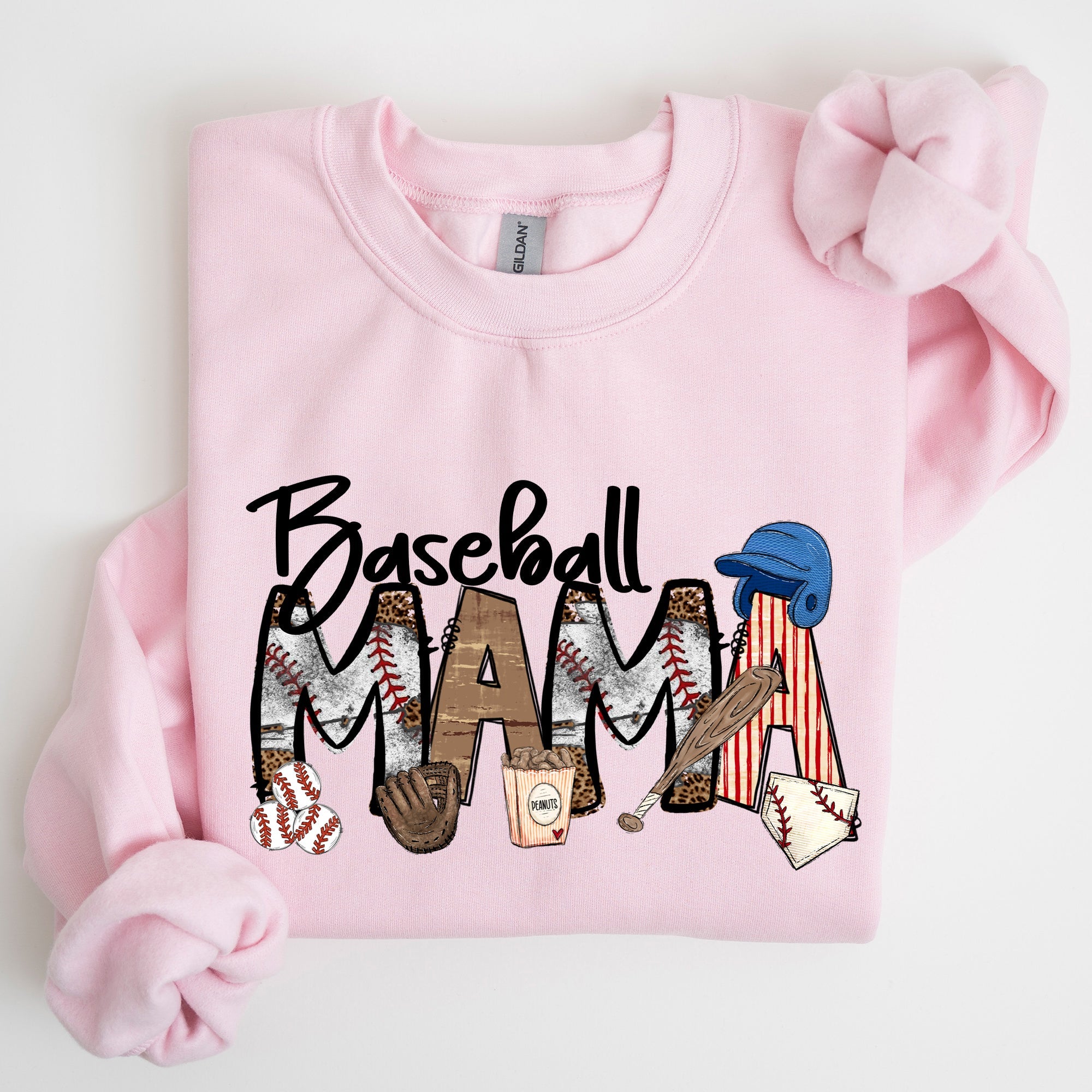Baseball Mama Mother's Day Sideline Cheer Graphic Sweatshirt For Moms Who Cheer On The Diamond