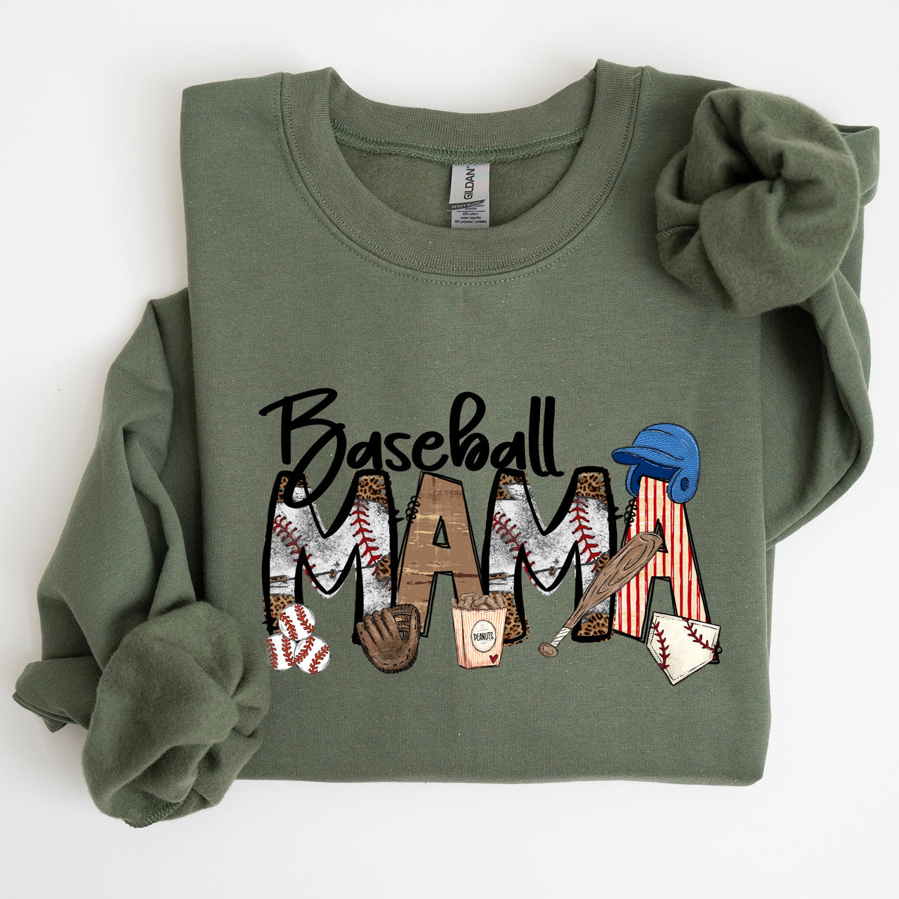 Baseball Mama Mother's Day Sideline Cheer Graphic Sweatshirt For Moms Who Cheer On The Diamond