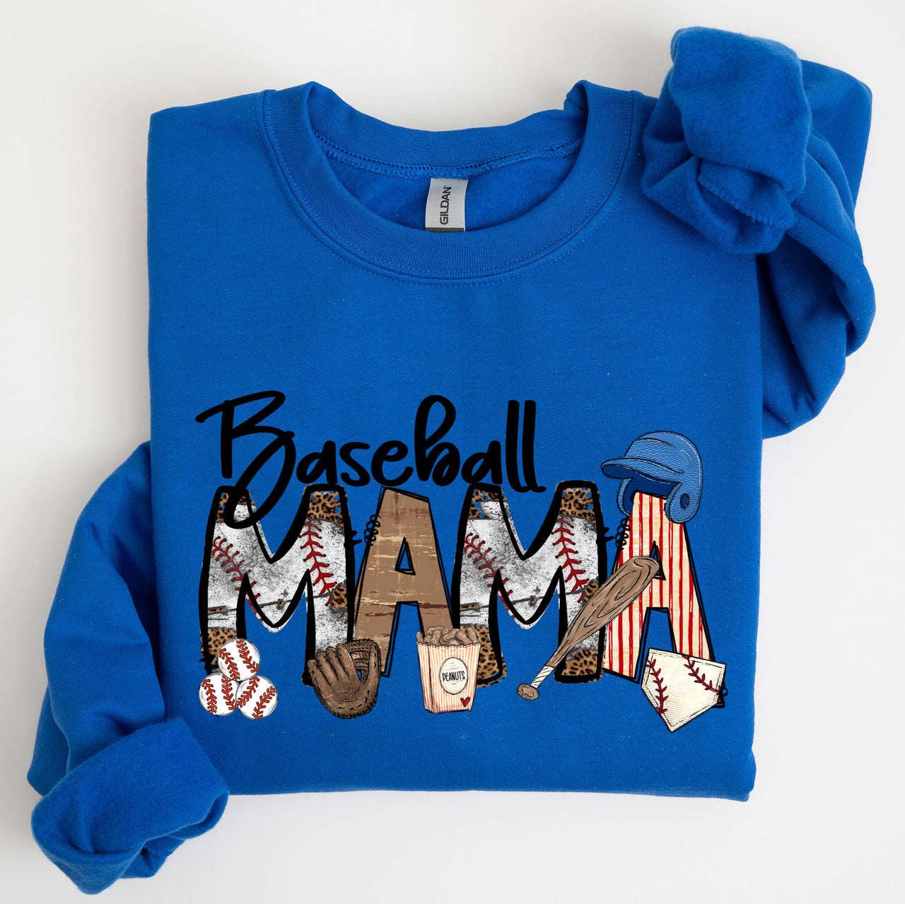 Baseball Mama Mother's Day Sideline Cheer Graphic Sweatshirt For Moms Who Cheer On The Diamond