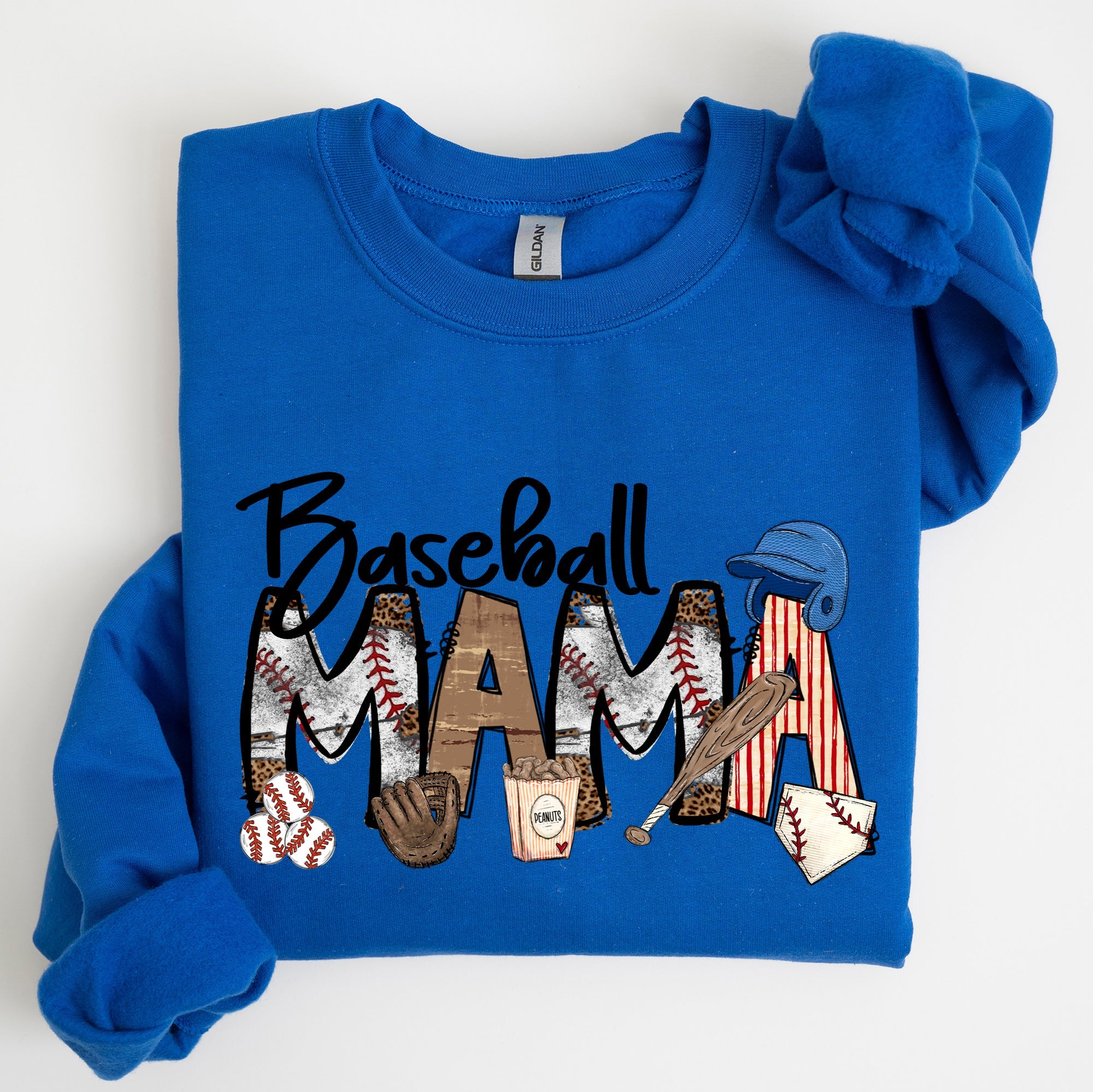 Baseball Mama Mother's Day Sideline Cheer Graphic Sweatshirt For Moms Who Cheer On The Diamond