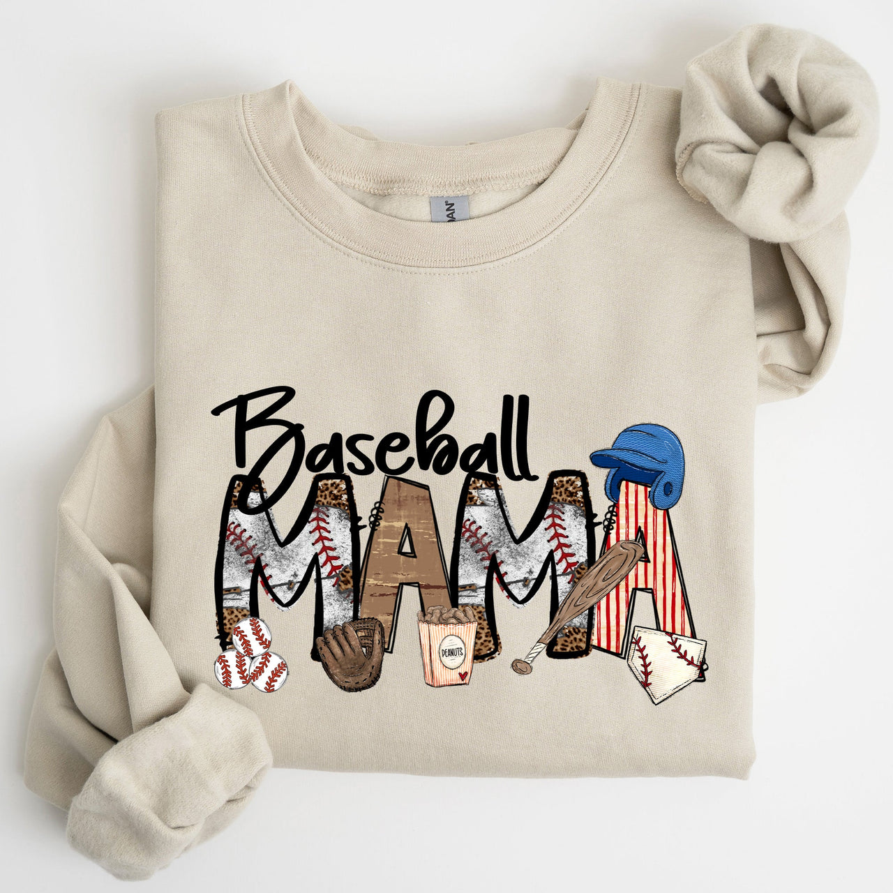 Baseball Mama Mother's Day Sideline Cheer Graphic Sweatshirt For Moms Who Cheer On The Diamond