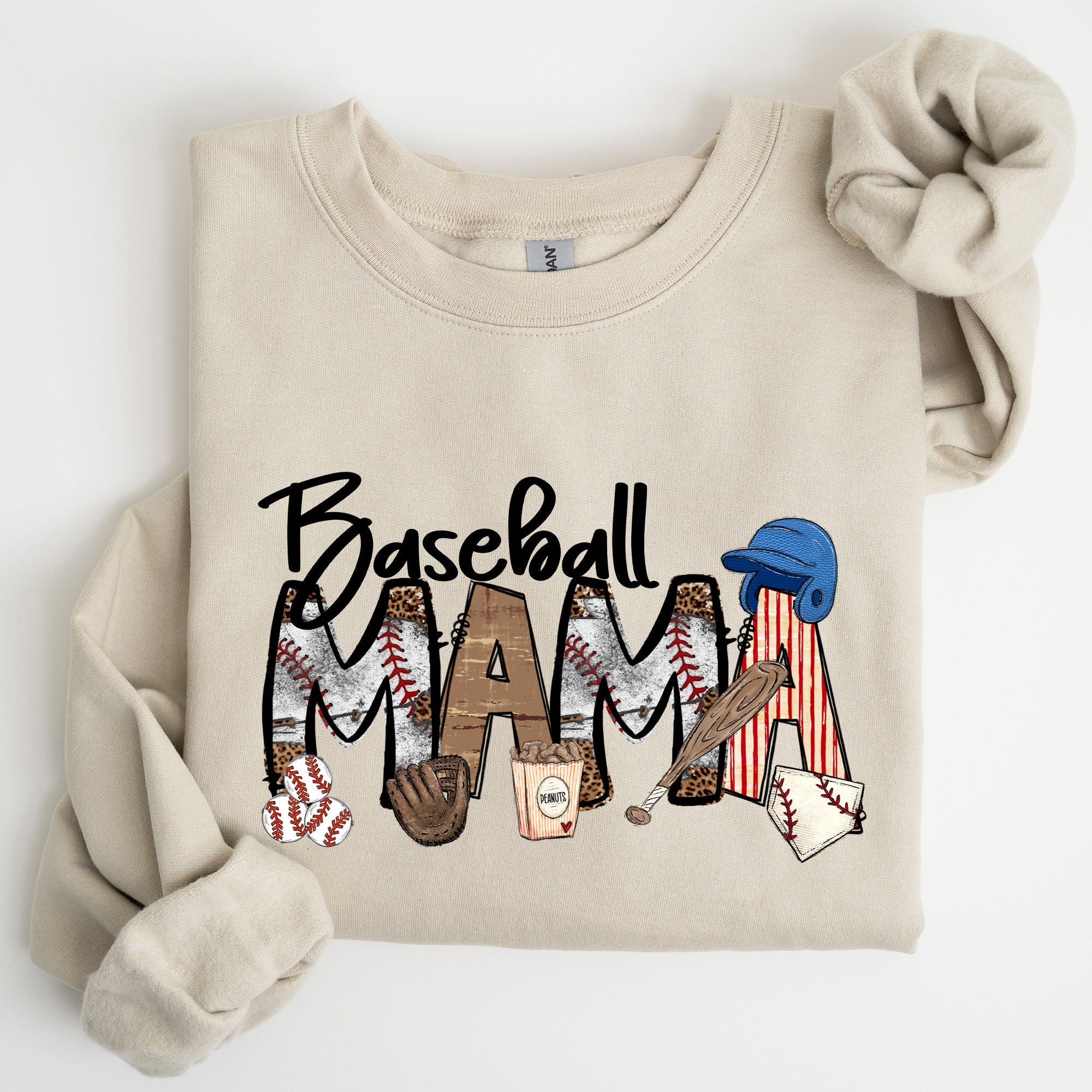 Baseball Mama Mother's Day Sideline Cheer Graphic Sweatshirt For Moms Who Cheer On The Diamond