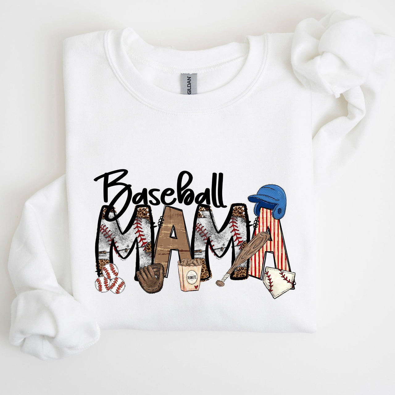 Baseball Mama Mother's Day Sideline Cheer Graphic Sweatshirt For Moms Who Cheer On The Diamond