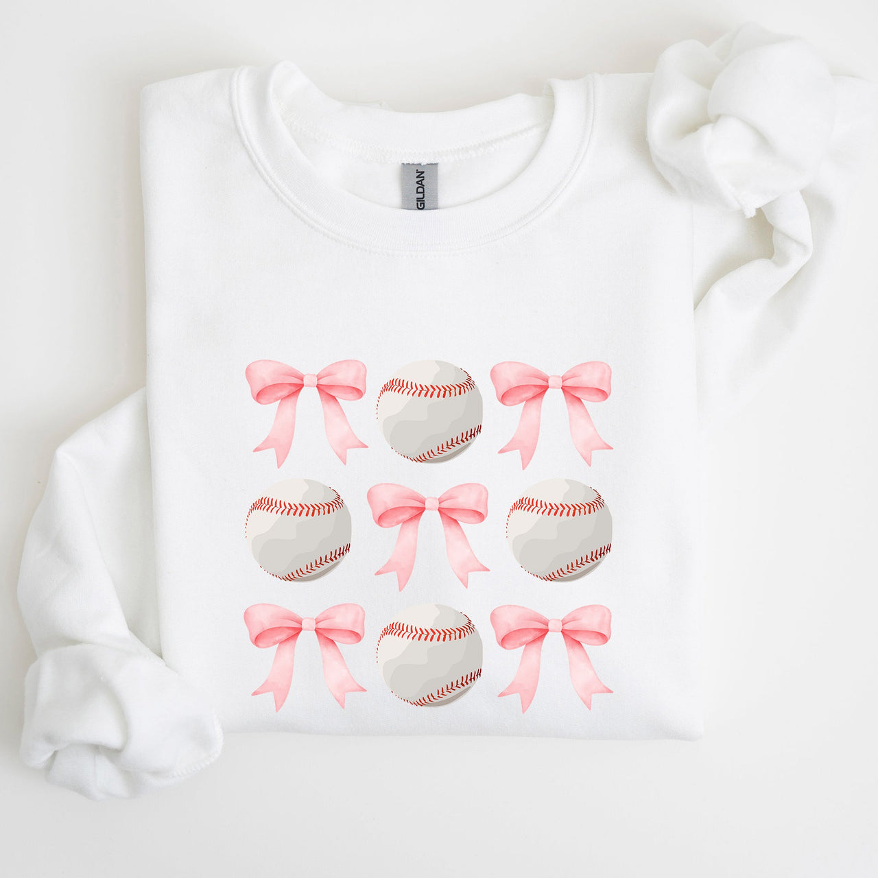 Baseball Pink Bows Mother Mama Sports Coquette Vintage Inspired Cozy Heartfelt Fan Mom Sweatshirt