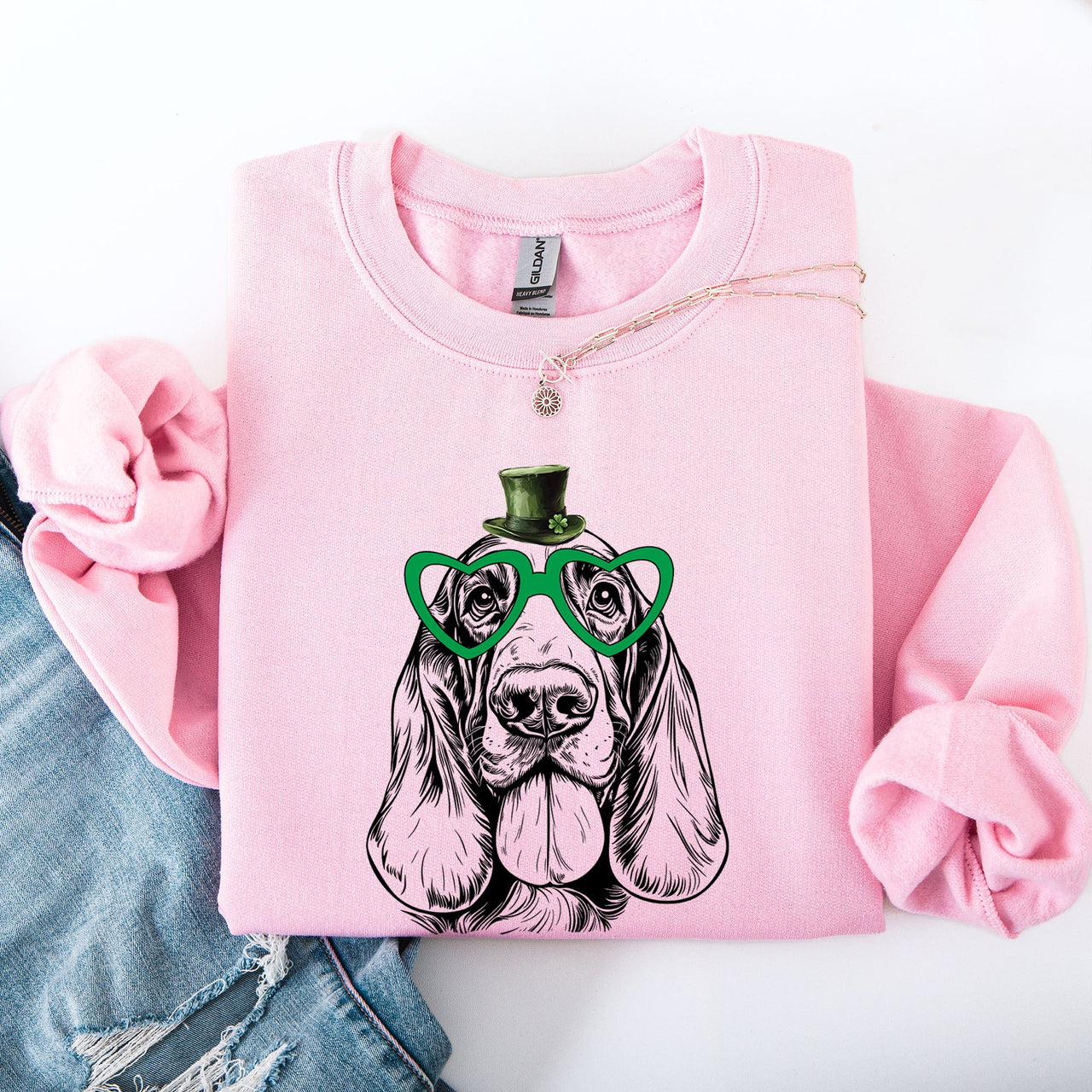 Basset Hound Adorable Dog St Patrick's Day Lucky Irish Pride Festive Cozy Sweatshirt