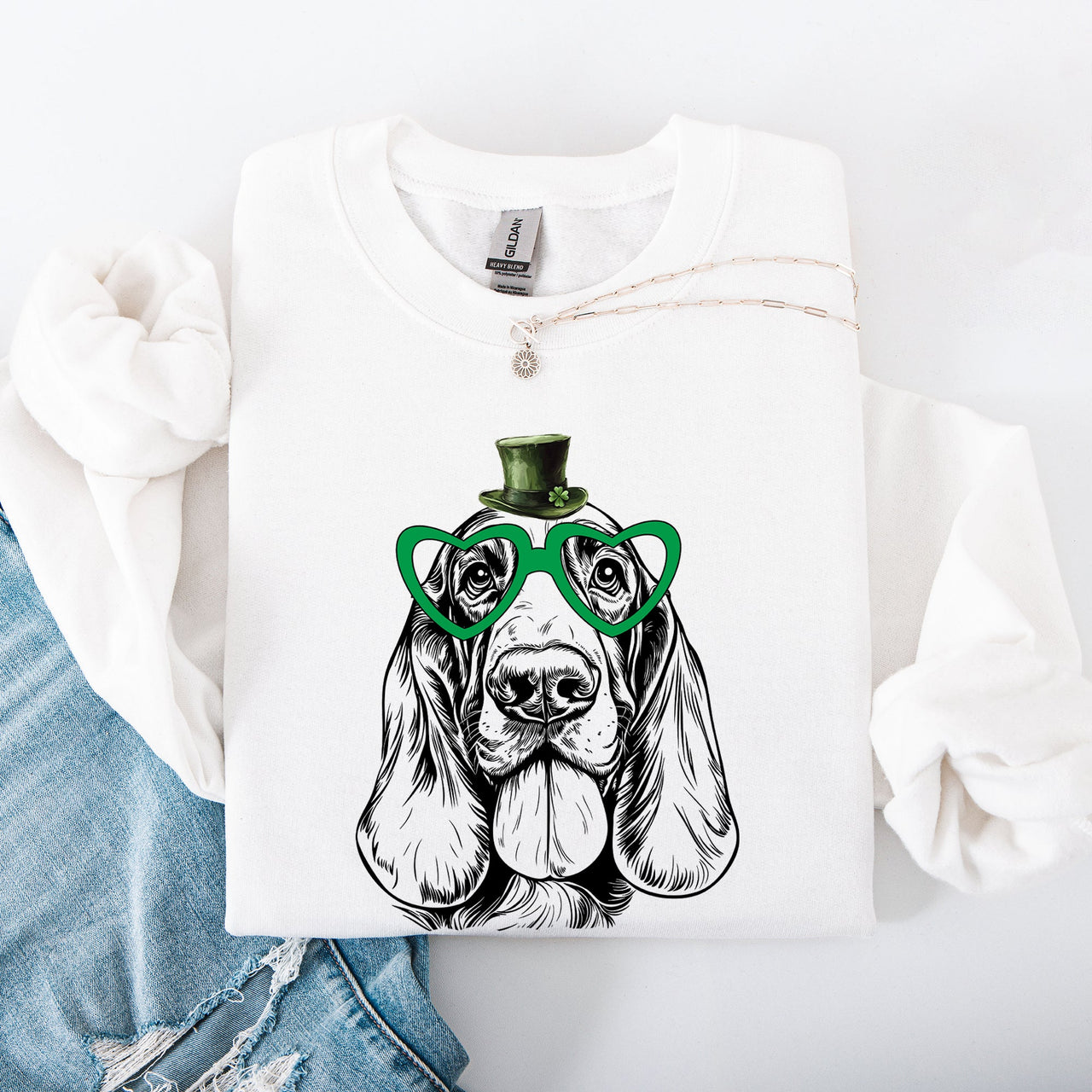 Basset Hound Adorable Dog St Patrick's Day Lucky Irish Pride Festive Cozy Sweatshirt