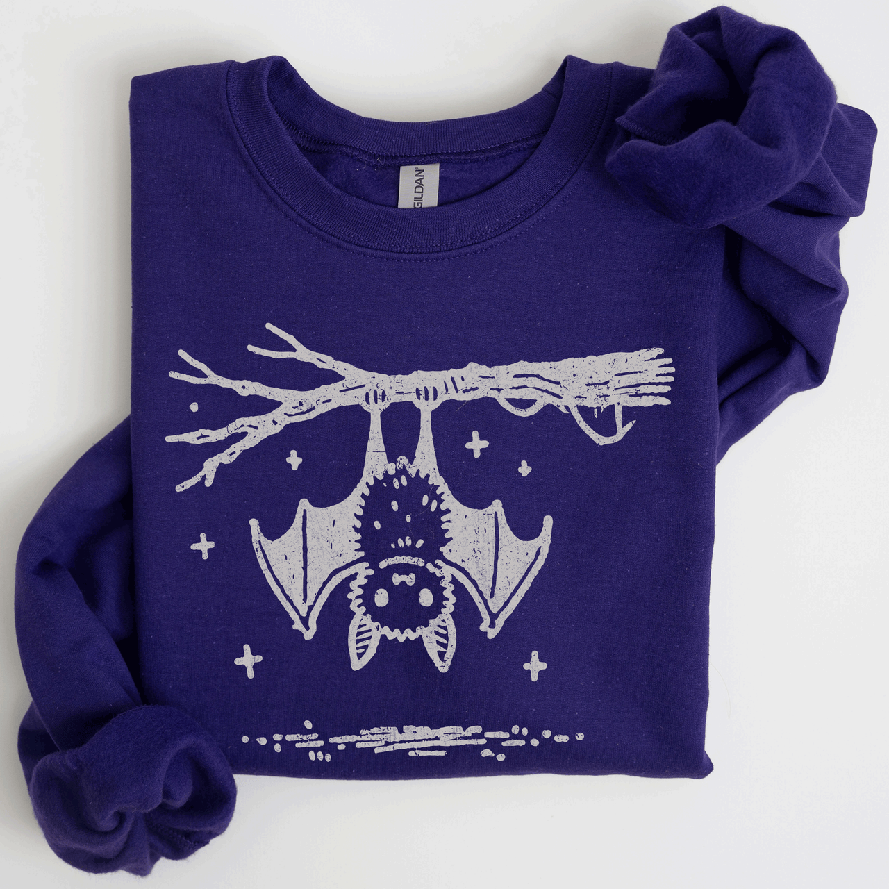 Bat Cute Adorable Halloween Graphic Illustration Cozy Fleece Playful Autumn Nightfall Sweatshirt