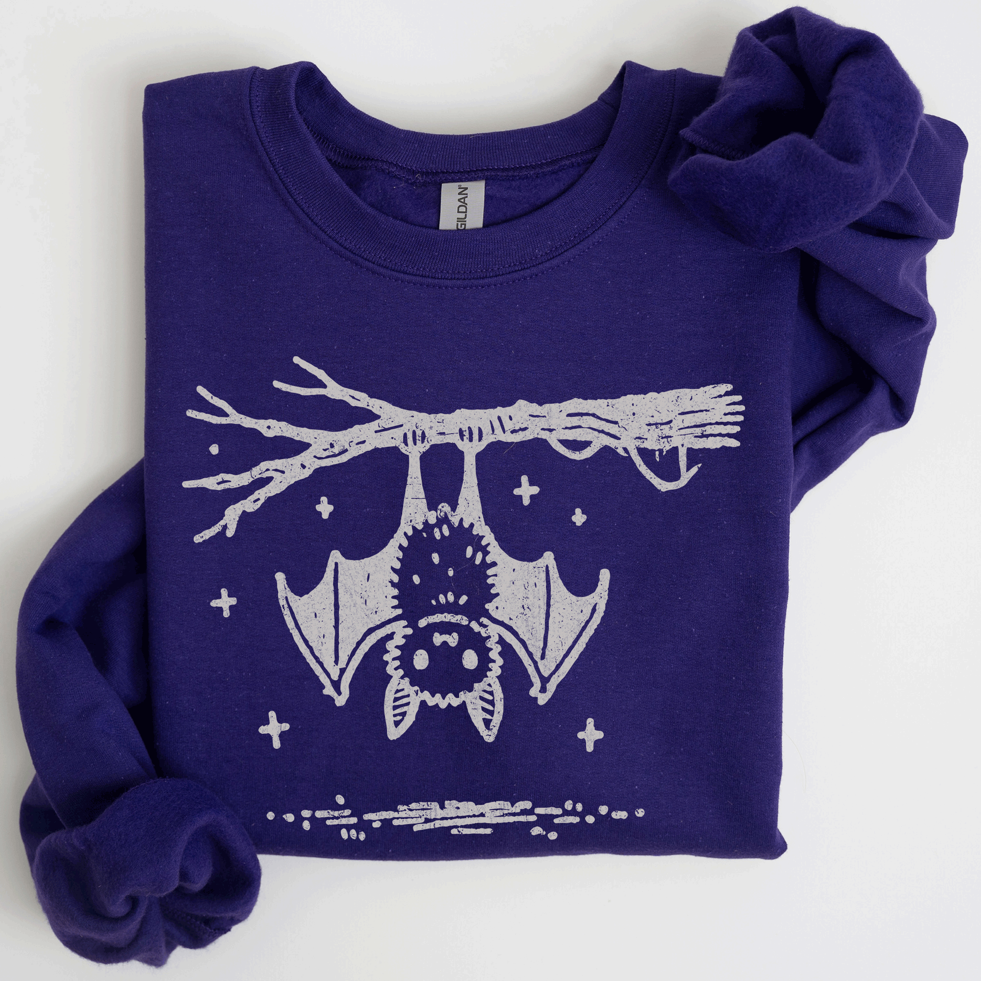 Bat Cute Adorable Halloween Graphic Illustration Cozy Fleece Playful Autumn Nightfall Sweatshirt