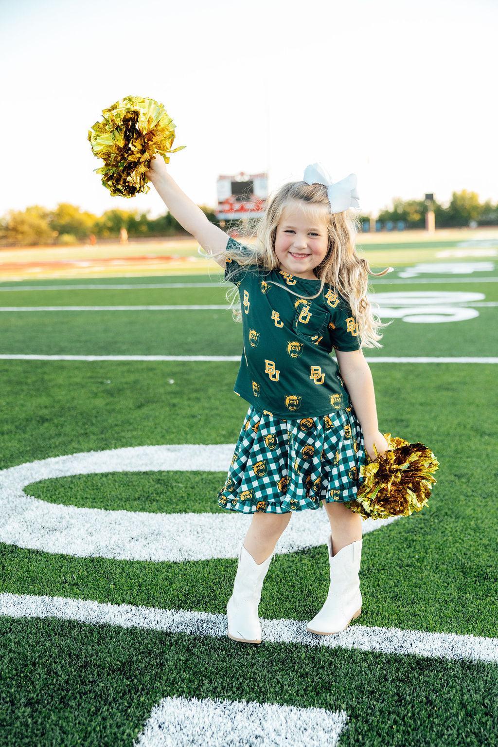 Baylor Plaid Bear Ruffle Twirl Skort
