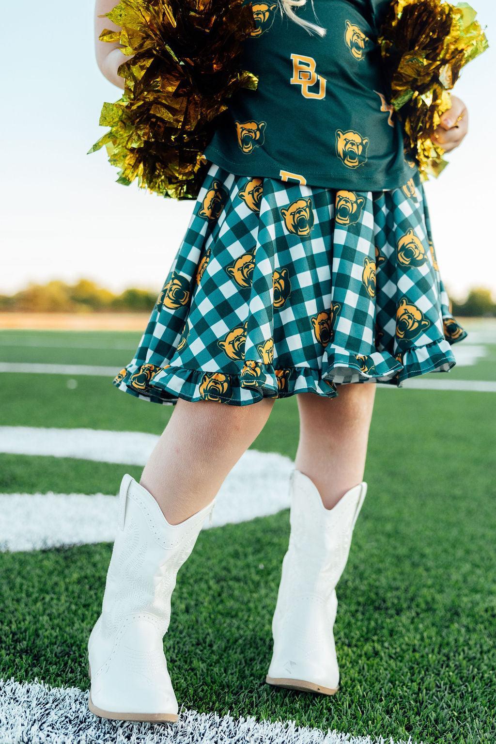 Baylor Plaid Bear Ruffle Twirl Skort