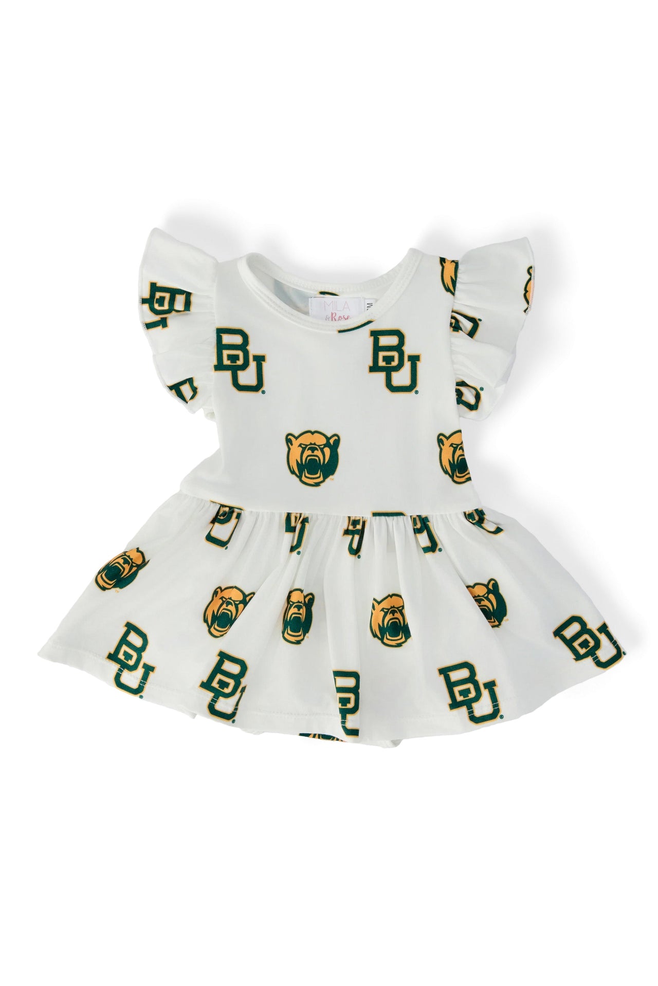 Baylor White Bear S/S Flutter Twirl Bodysuit