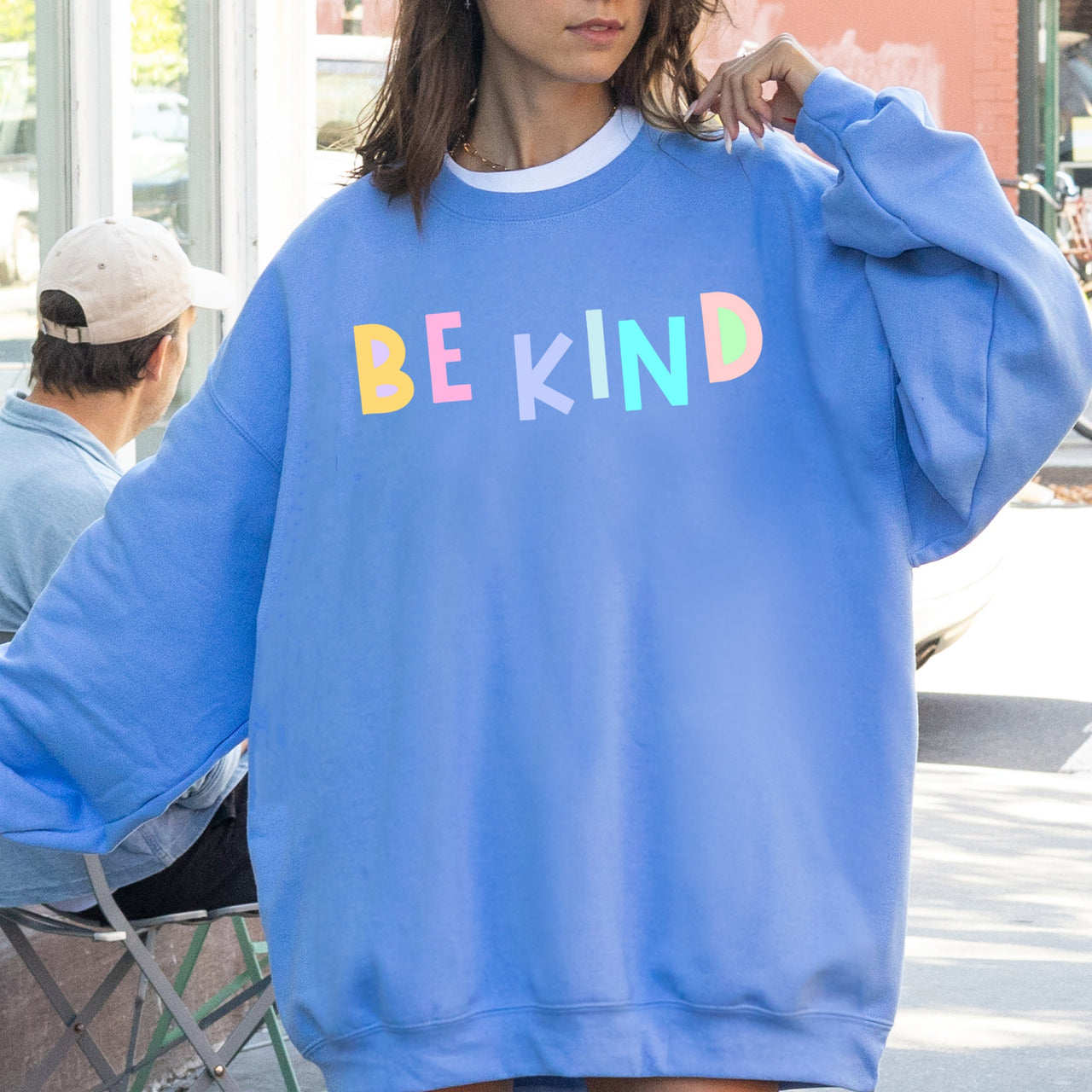 Be Kind Positivity Humor Sarcasm Mental Health Colorful Pastel Motivational Everyday Wear Sweatshirt