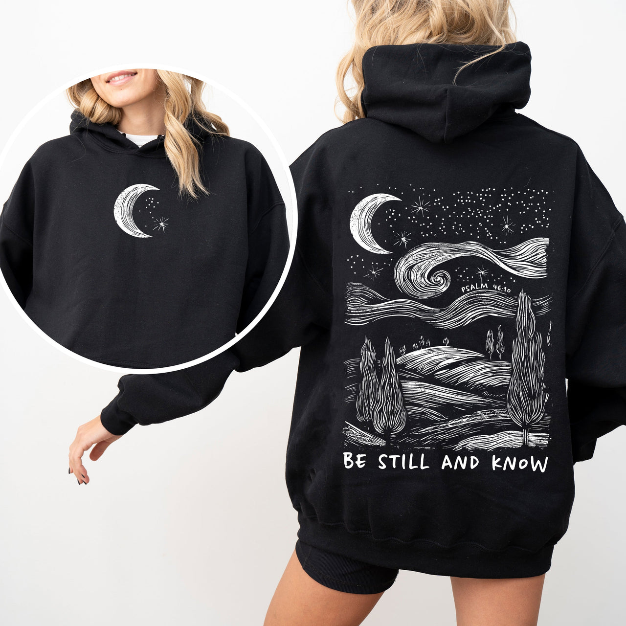 Be Still And Know Bible Verse Faith Christian Religious Inspirational Message Hoodie