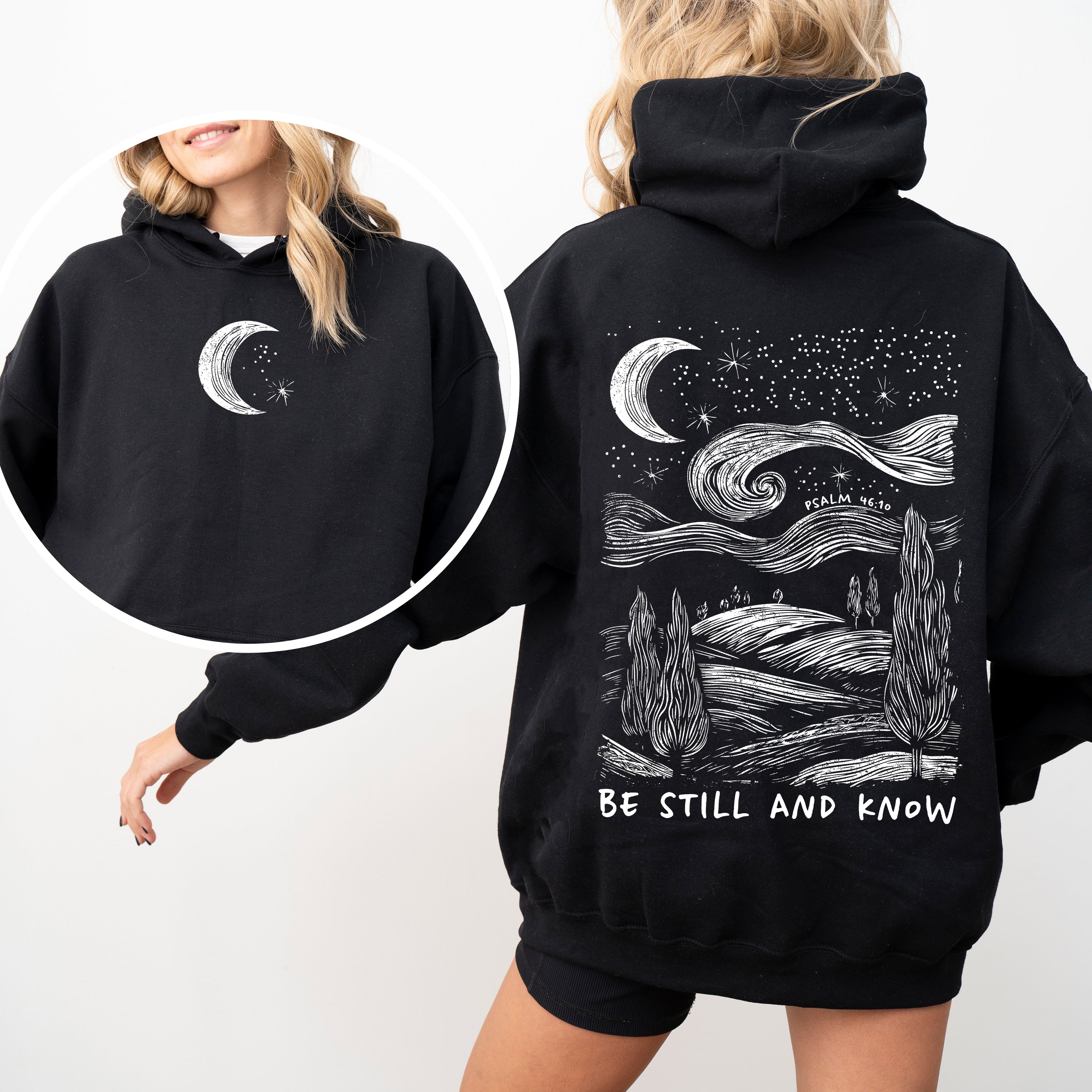 Be Still And Know Bible Verse Faith Christian Religious Inspirational Message Hoodie