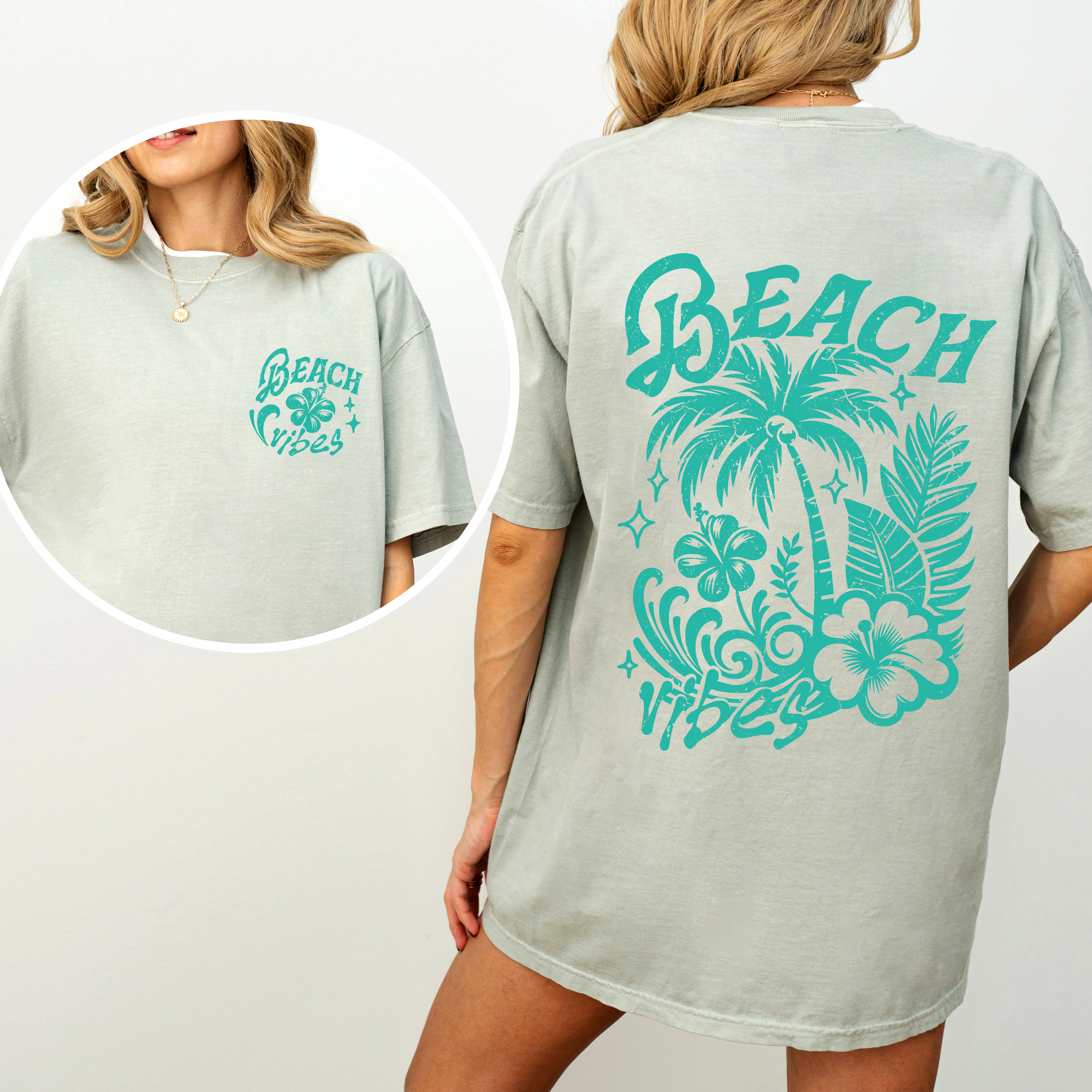 Beach Vibes Hibiscus Flower Retro Summer Sunshine Coastal Paradise Comfort Colors Tee