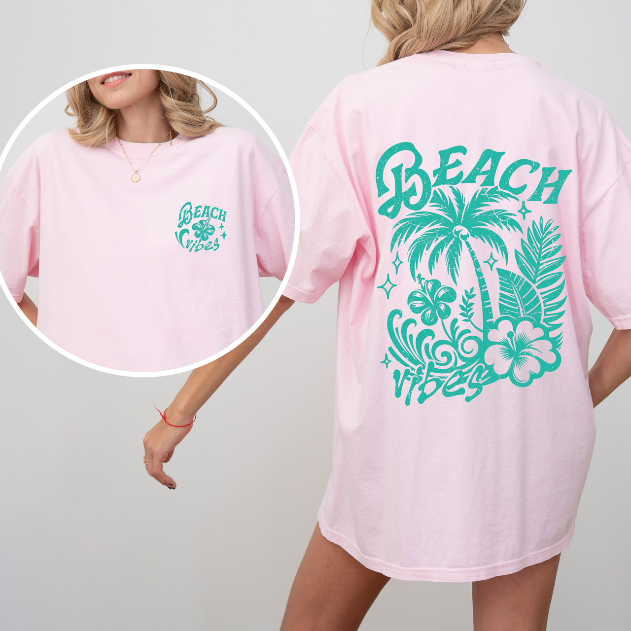 Beach Vibes Hibiscus Flower Retro Summer Sunshine Coastal Paradise Comfort Colors Tee