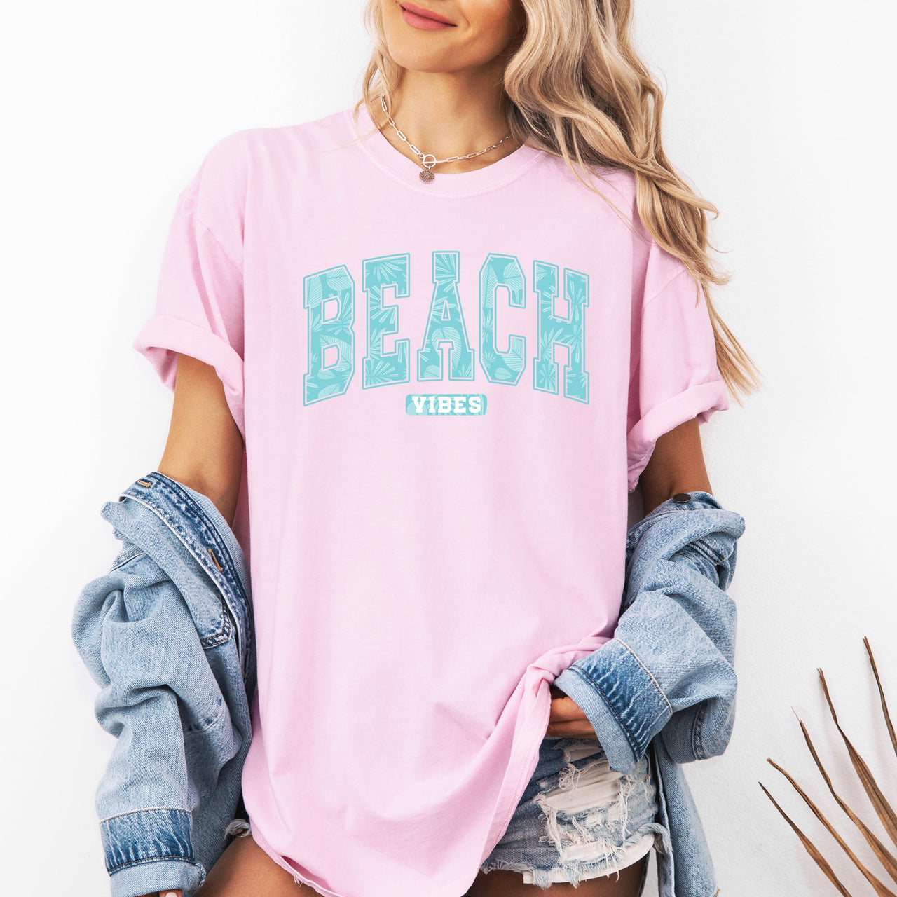 Beach Vibes Varsity Retro Palm Trees Summer Sunset Surfboard Breeze Comfort Colors Tee