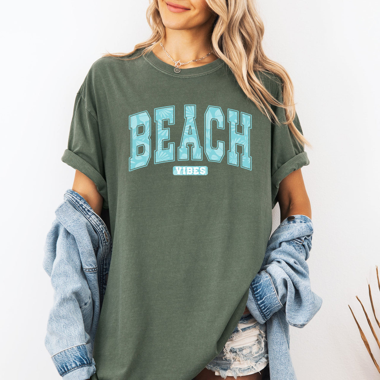 Beach Vibes Varsity Retro Palm Trees Summer Sunset Surfboard Breeze Comfort Colors Tee