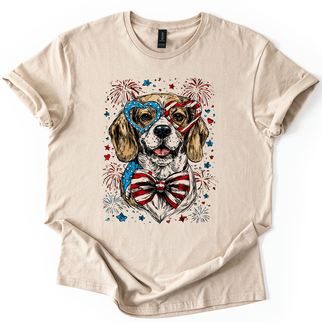 Beagle Patriotic Dog USA Fourth Of July Pet Lover Pride American Flag Graphic Tee
